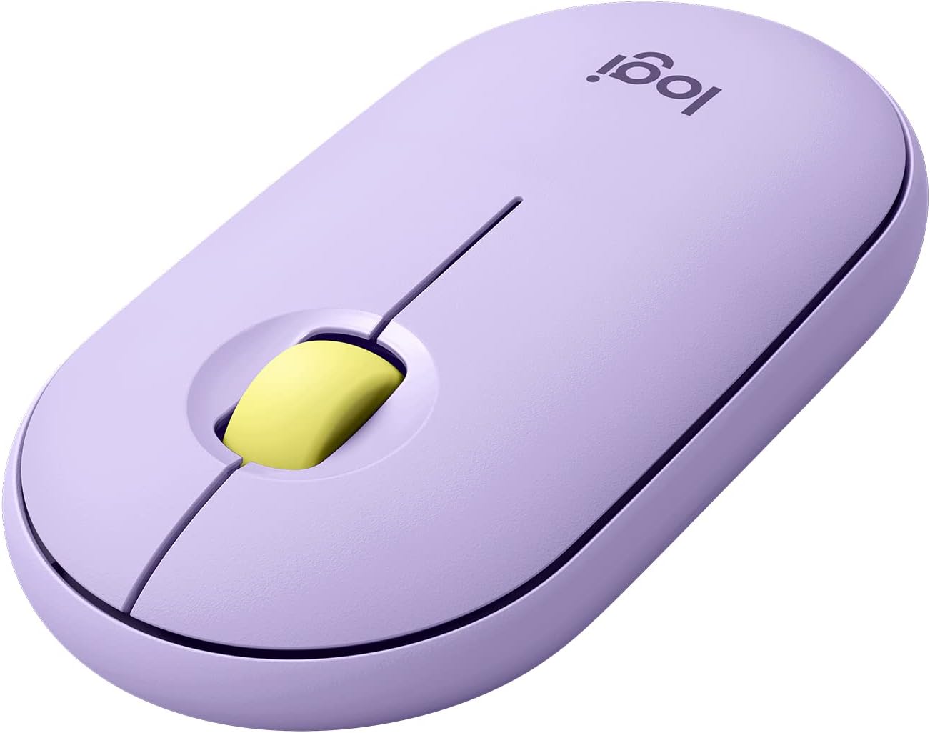 Logitech Pebble Wireless Mouse with Bluetooth or 2.4 GHz Receiver, Silent, Slim Computer Mouse with Quiet Clicks, for Laptop/Notebook/iPad/PC/Mac/Chromebook - Lavender Lemonade