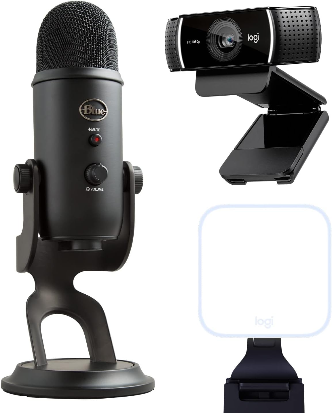 Blue Yeti Podcast Equipment Bundle - for PC, Mac, Gaming, Recording, Streaming, Podcasting, Studio, and Computer Condenser, Blue VO!CE Effects, 4 Pickup Patterns, Premium LED Light - Blackout