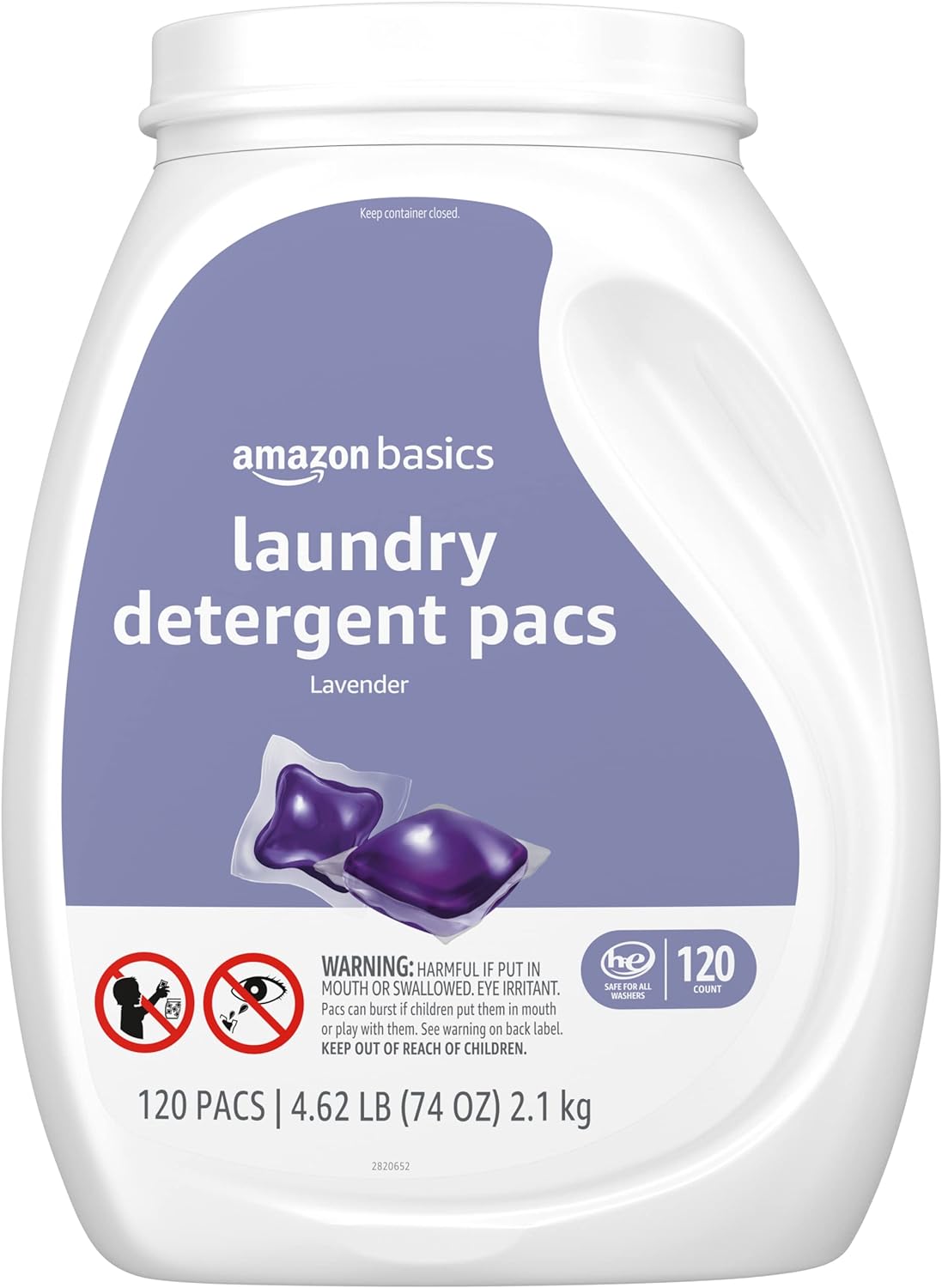 Amazon Basics Laundry Detergent Pacs, Lavender Scent, 120 Count (Previously Solimo)