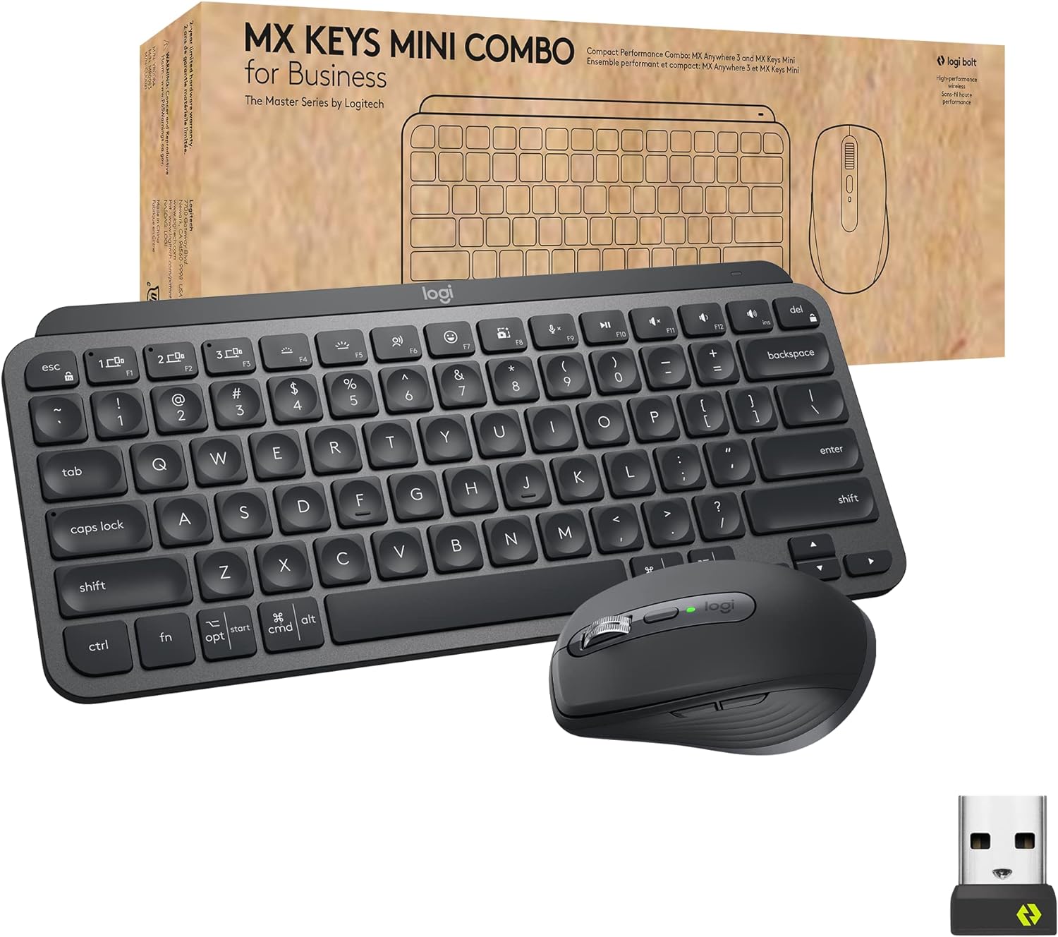 Logitech MX Keys Mini Combo for Business , Compact, Wireless Keyboard & Mouse, Logi Bolt Technology, Bluetooth, Certified Windows/Mac/Chrome/Linux - Graphite