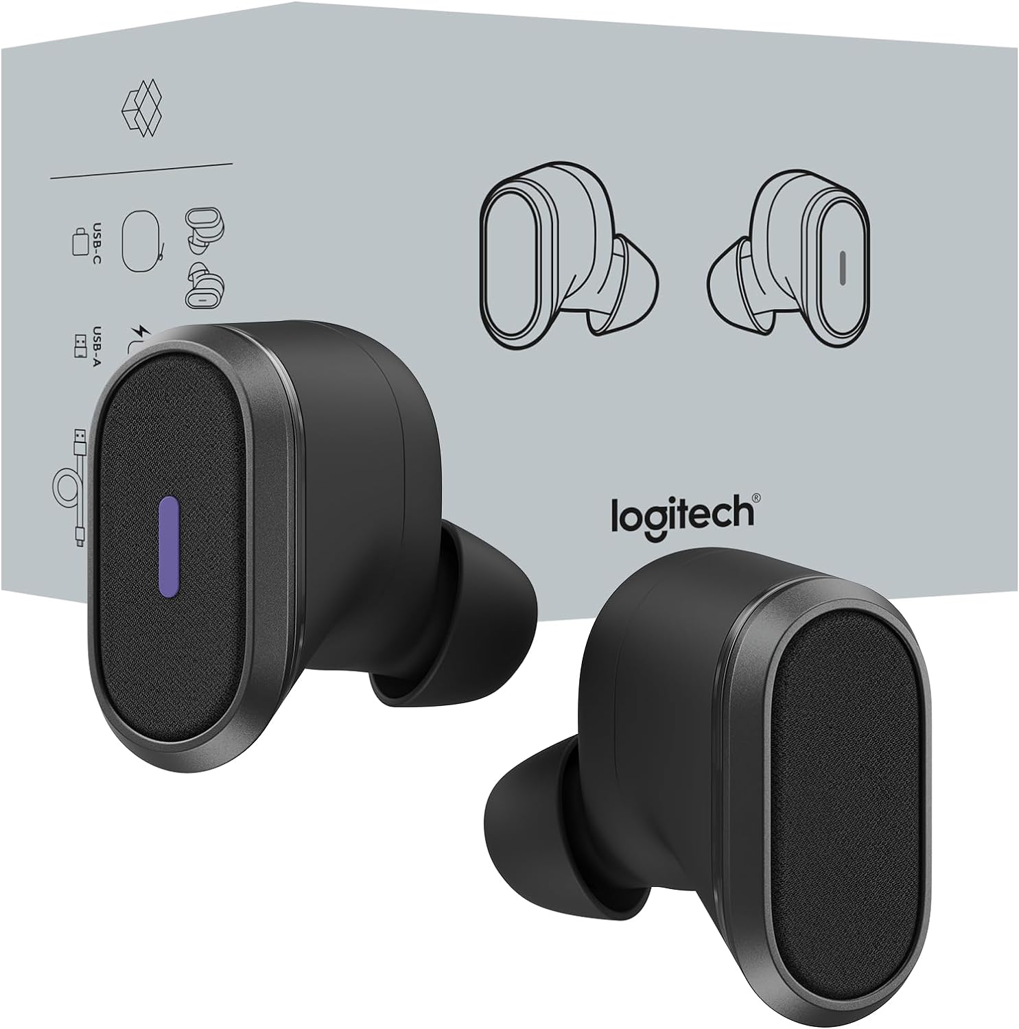 Logitech Zone True Wireless Bluetooth Noise Canceling Earbuds with Microphone, Hybrid ANC, Transparency Mode, Certified for Microsoft Teams, Zoom, Google Meet, Google Voice - Graphite