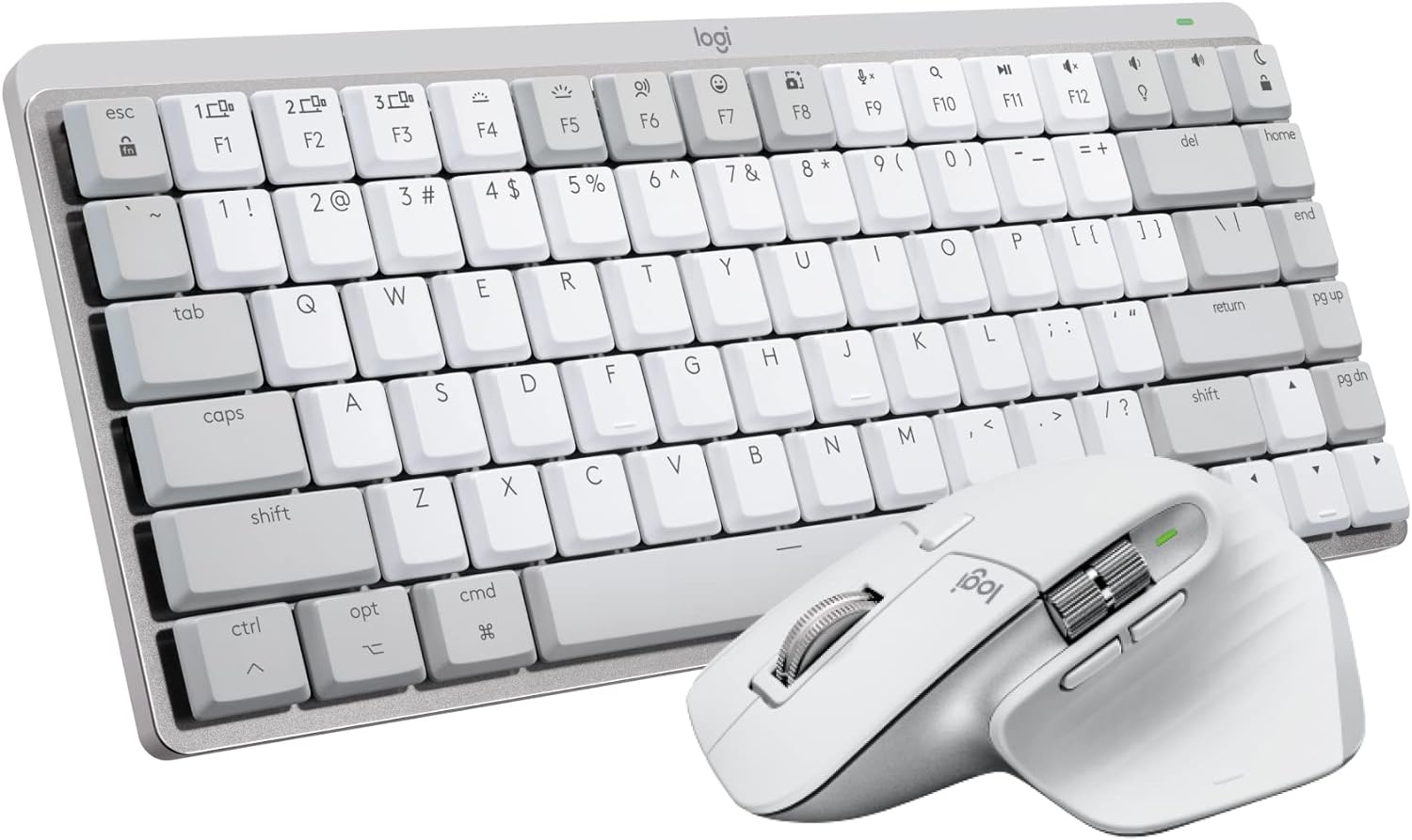 Logitech MX Mechanical Mini Keyboard   MX Master 3S Wireless Mouse for Mac - Low-profile Backlit Keys, Tactile Quieter Switches, 8K DPI Sensor, Quiet Clicks, USB-C, Bluetooth, macOS, iPadOS- Pale Grey