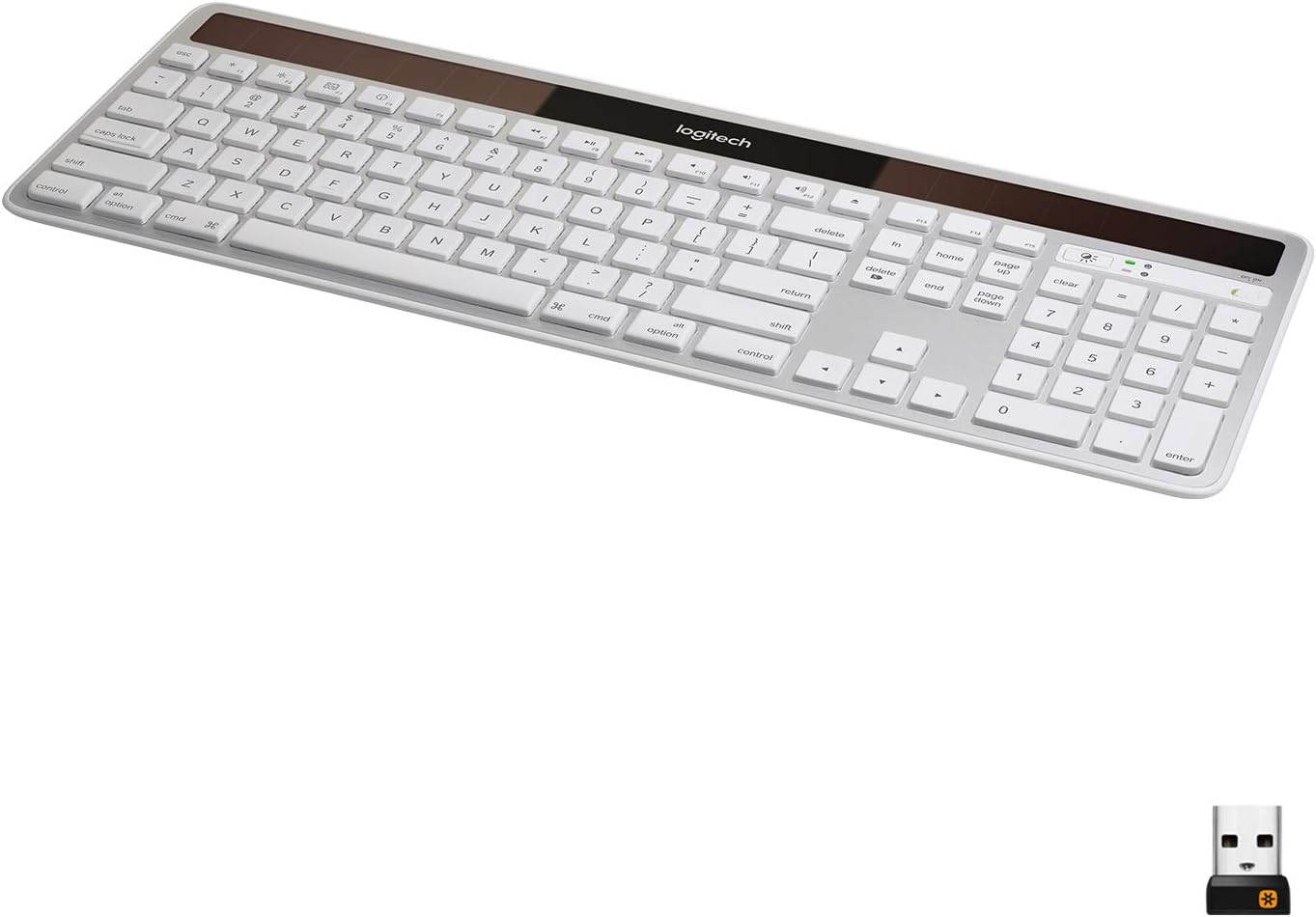 Logitech K750 Wireless Keyboard Solar Recharging, Mac-Friendly, 2.4GHz Wireless - Silver