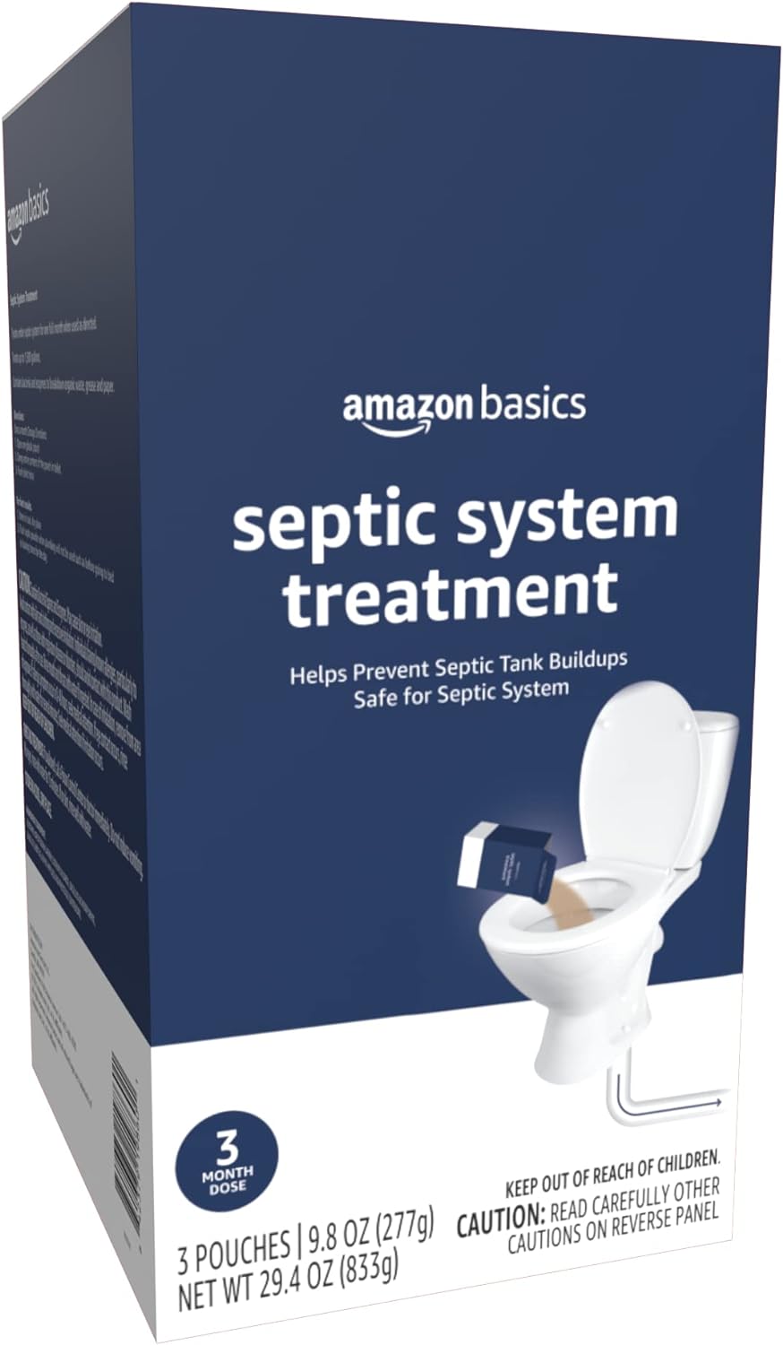 Amazon Basics Septic Treatment, 3 Month Supply of Powder, 3 Count, 29.4 oz (Pack of 1)