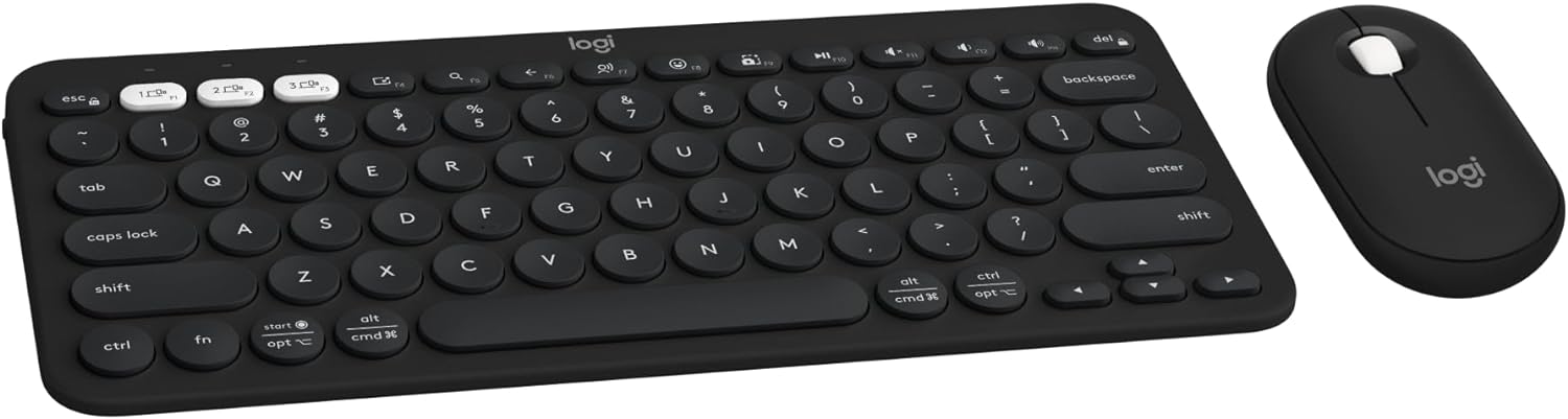 Logitech Pebble 2 Combo, Wireless Keyboard and Mouse, Quiet and Portable, Customizable, Logi Bolt, Bluetooth, Easy-Switch for Windows, macOS, iPadOS, Chrome - Black