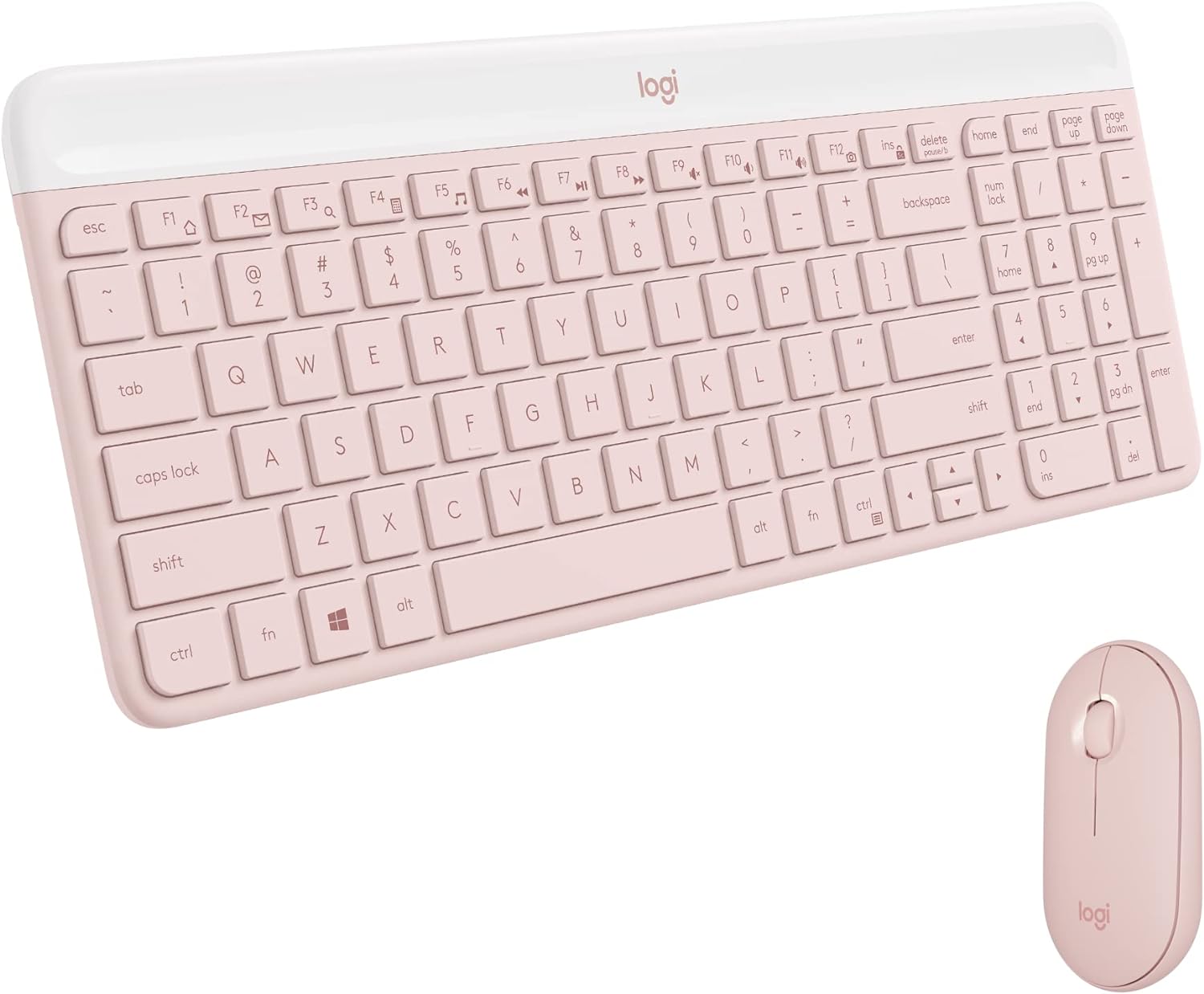 Logitech MK470 Slim Wireless Keyboard and Mouse Combo - Modern Compact Layout, Ultra Quiet, 2.4 GHz USB Receiver, Plug n&#39; Play Connectivity, Compatible with Windows - Rose