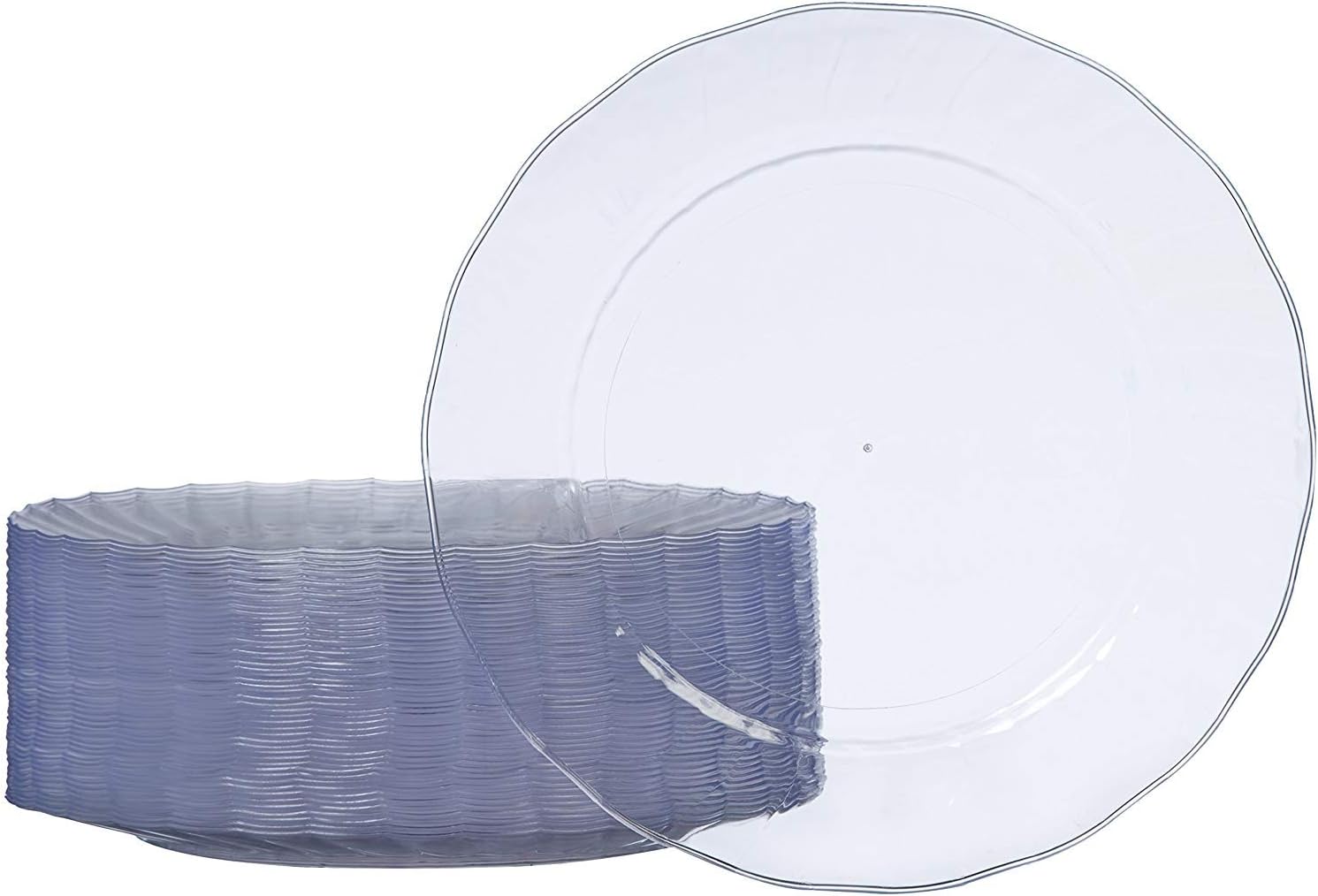 Amazon Basics Disposable Clear Plastic Plates, 50-Pack, 10.25"