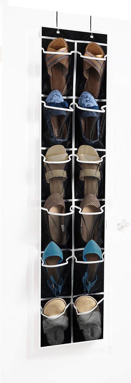 ZOBER Over the Door Shoe Organizer - 12 Mesh Pockets, Space Saving Hanging Shoe Holder for Maximizing Shoe Storage, Accessories, Toiletries, Etc. No Assembly Required, Organizer for Shoes 57Â½ x 12