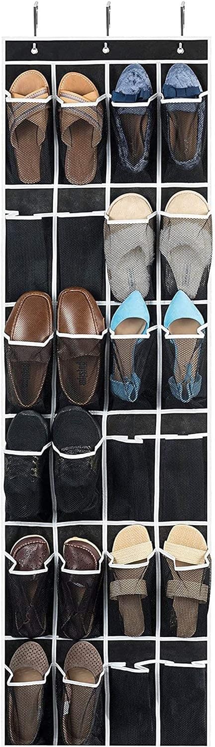 Zober Over The Door Shoe Organizer - 24 Breathable Pockets, Hanging Shoe Holder for Maximizing Shoe Storage, Accessories, Toiletries, Laundry Items. 64in x 18in