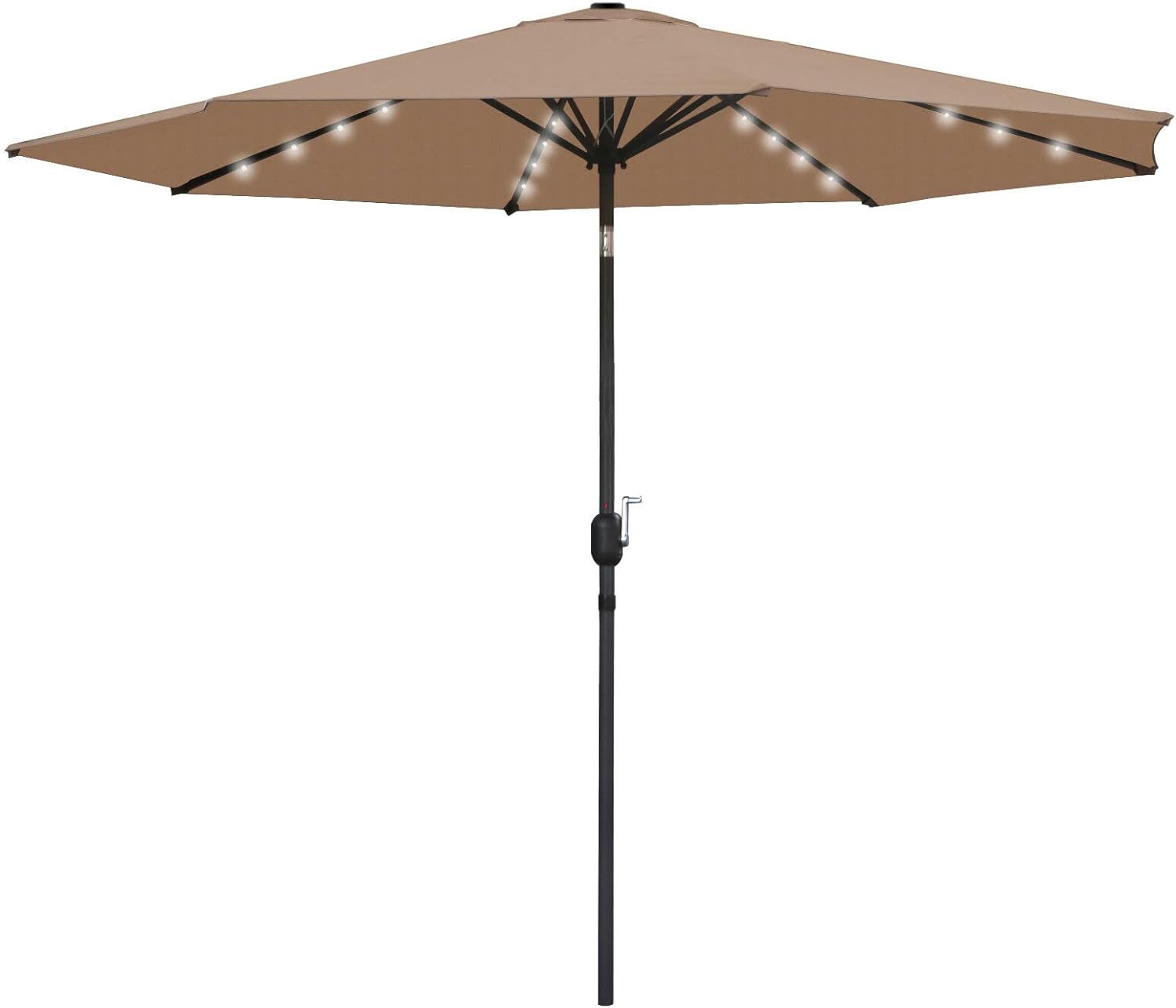 ZENY 10ft Solar LED Patio Umbrella Market Table Umbrella with Easy Tilt Adjustment Outdoor Umbrella for Backyard,Poolside,Deck,Beach