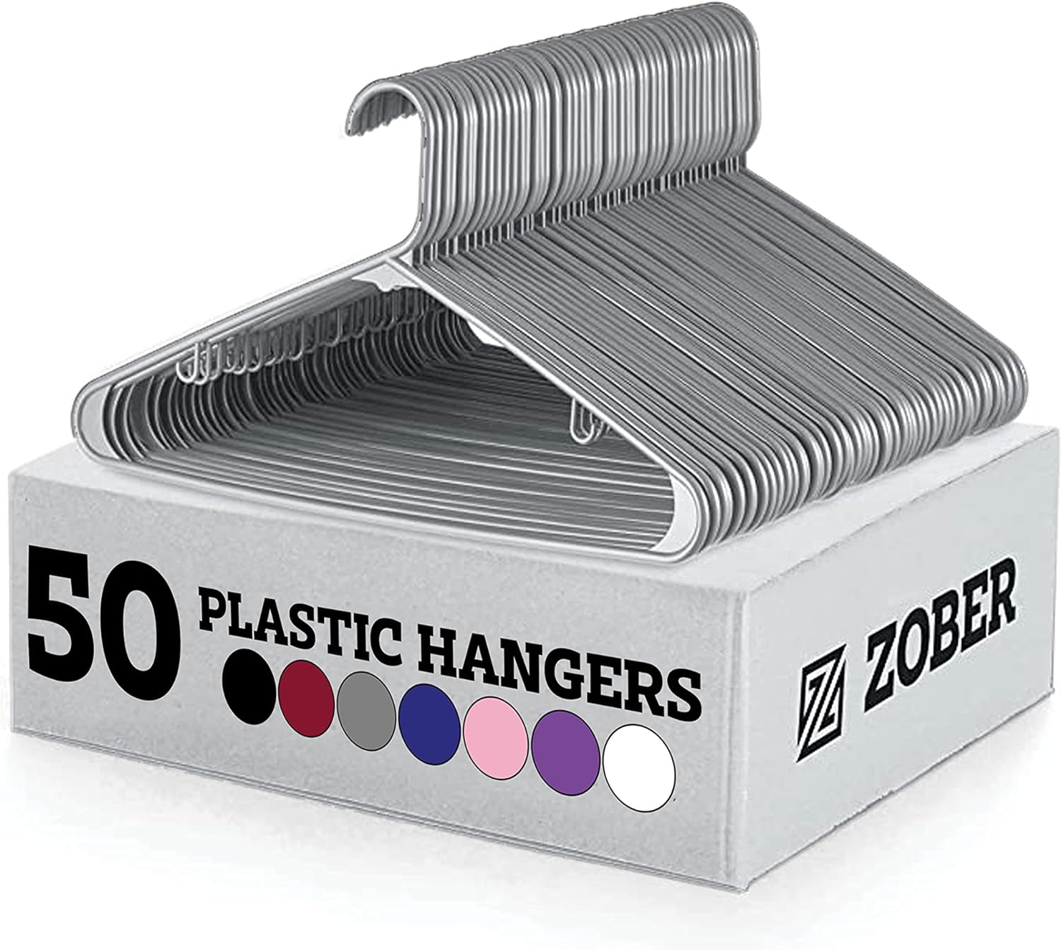 Let me introduce you to the Zober Plastic Hangers 50 Pack, the superheroes of your closet. These hangers are here to save the day, providing a slim and sturdy solution for your coat, jacket, and pant-hanging needs.First things first, let' talk about space-saving. Say goodbye to those bulky wire hangers that take up precious real estate in your closet. These plastic hangers are ultra-thin, designed to keep your closet clean and organized. They create room for more clothes without sacrificing dur