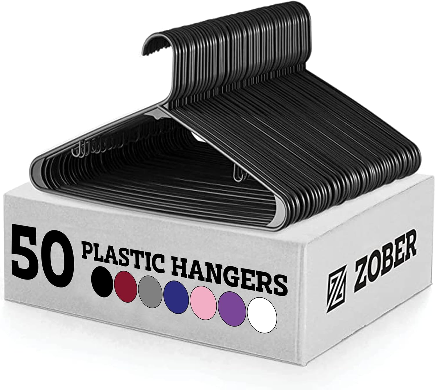 Let me introduce you to the Zober Plastic Hangers 50 Pack, the superheroes of your closet. These hangers are here to save the day, providing a slim and sturdy solution for your coat, jacket, and pant-hanging needs.First things first, let' talk about space-saving. Say goodbye to those bulky wire hangers that take up precious real estate in your closet. These plastic hangers are ultra-thin, designed to keep your closet clean and organized. They create room for more clothes without sacrificing dur