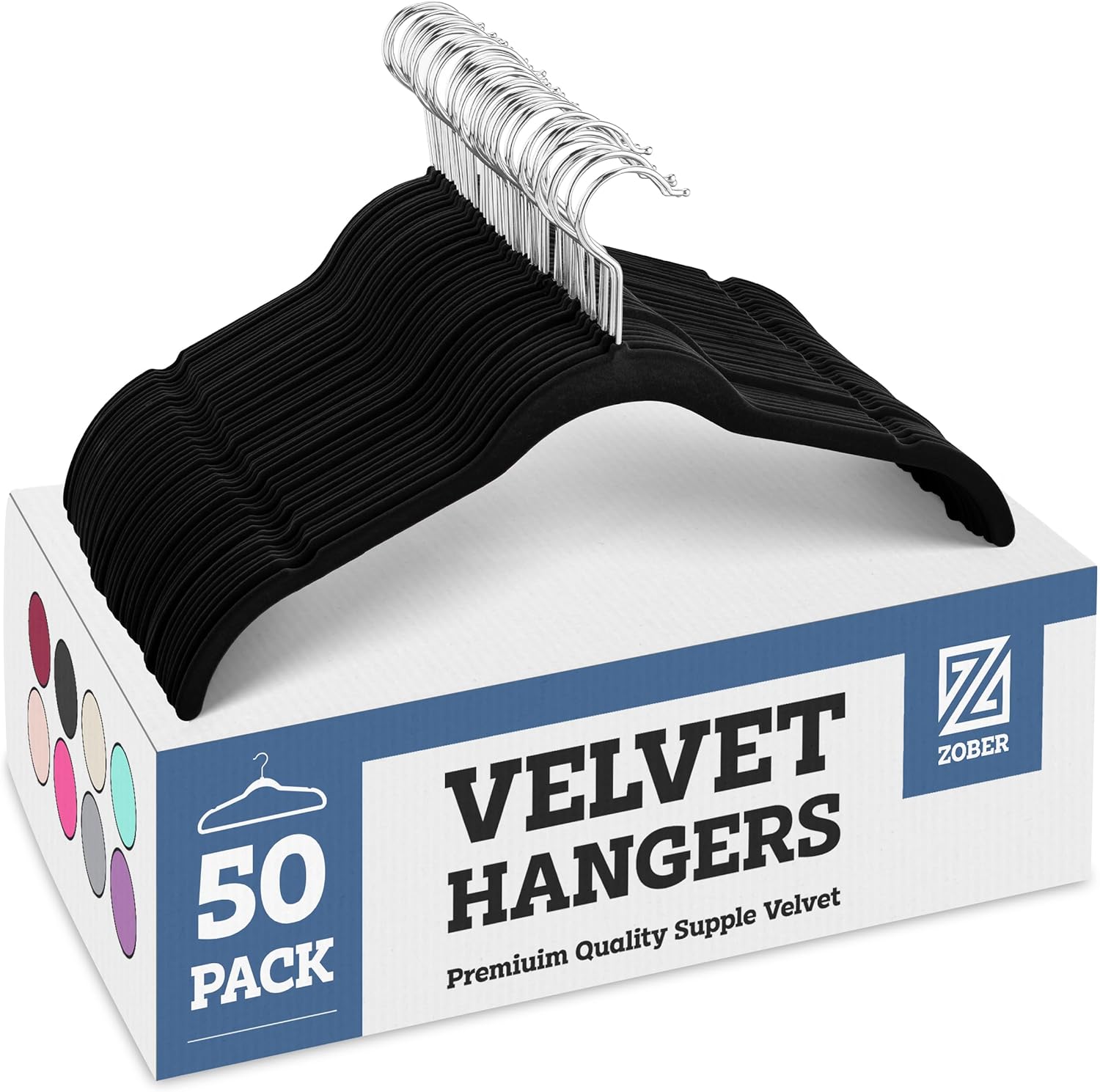 Premium Velvet Shirt Hangers (50 Pack) Non Slip Clothes Hangers, Ultra Slim Hangers Gain 50% Closet Space, 360Â° Swivel Hook, Clothes Hangers for Tops, Dress Shirts, Blouses, Strappy Dresses, Delicates