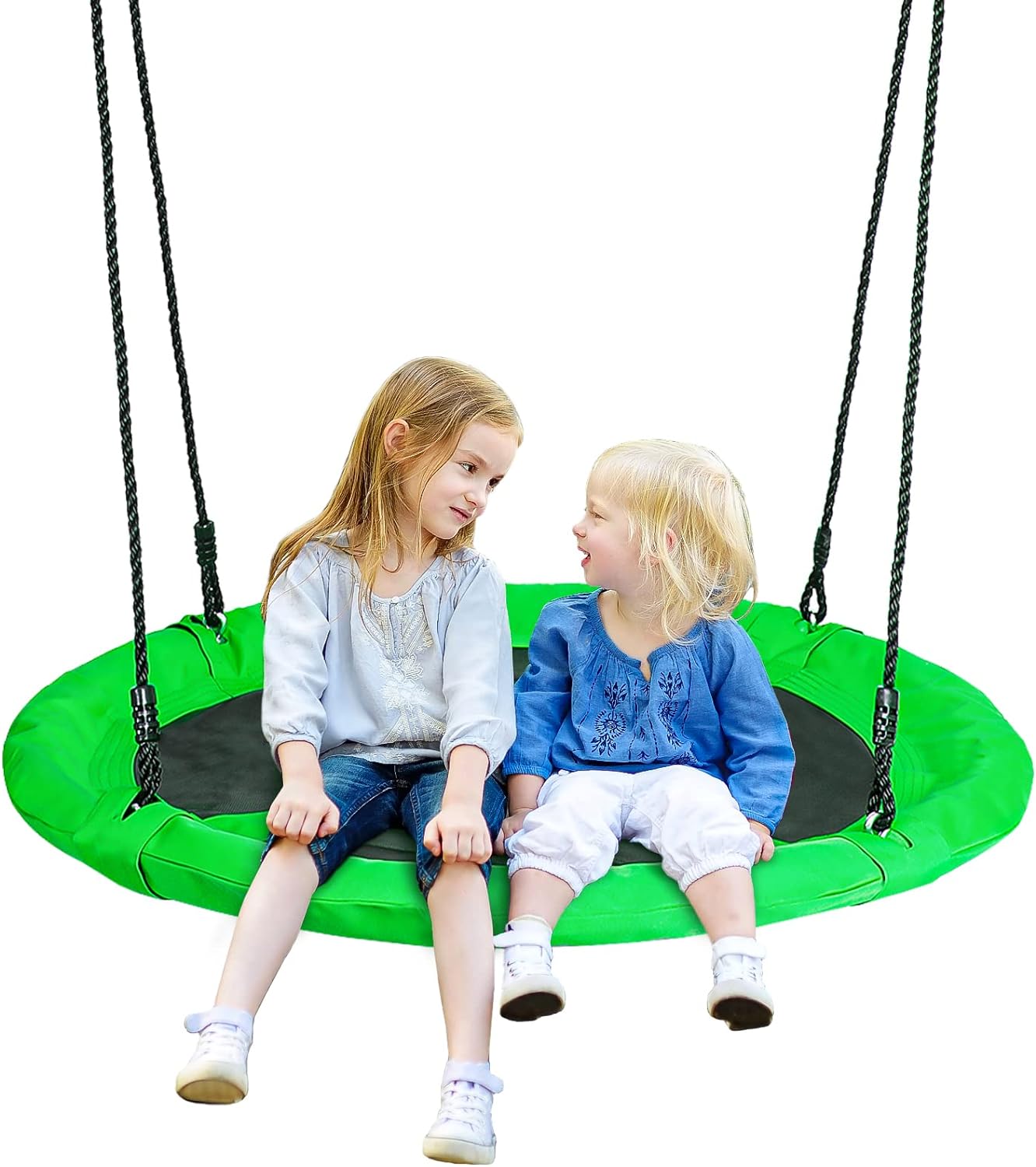 ZENY 40'' Saucer Swing Web Swing, Round Tree Swing for Kids Indoor Outdoor Swing Set 800lb Capacity with Carabiners, Waterproof and Steel Frame