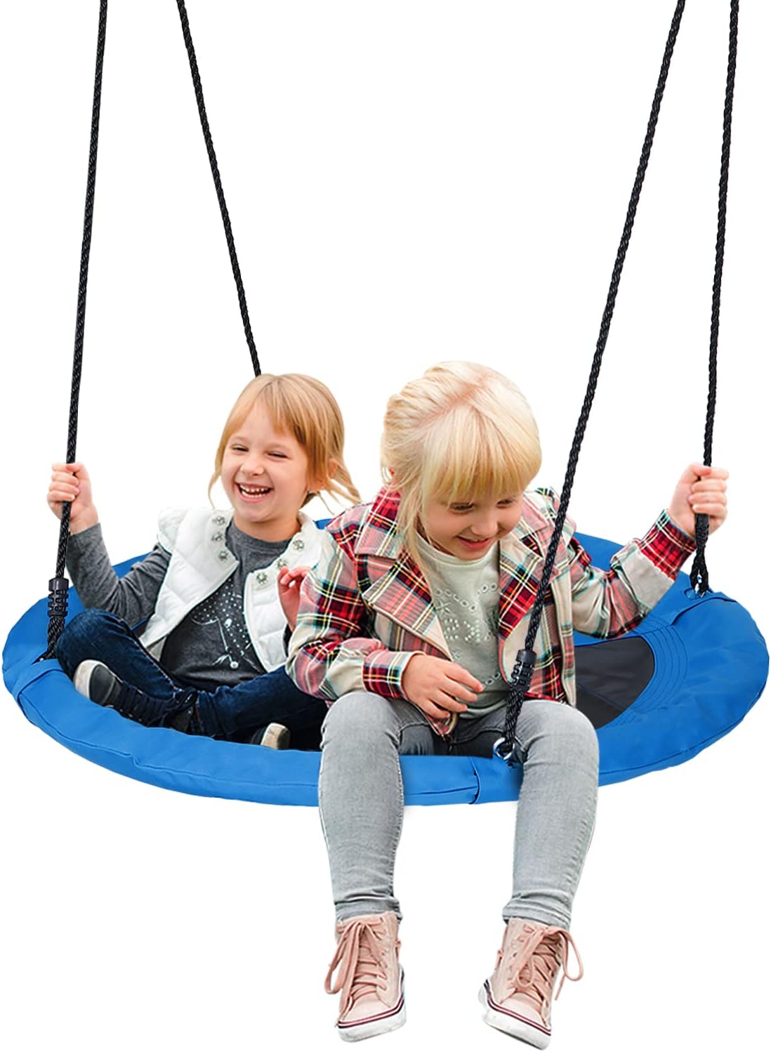 ZENY 40'' Saucer Swing Web Swing Round Tree Swing for Kids Indoor Outdoor Swing Set 800lb Capacity with Carabiners, Waterproof and Steel Frame