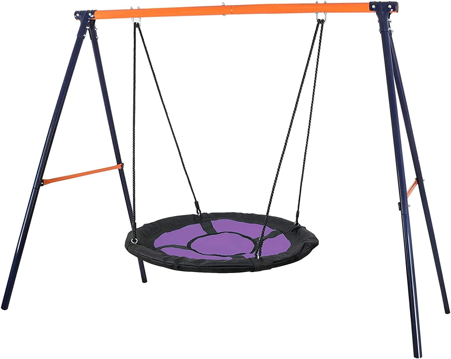 ZENY Swing Set for Kids 40 Round Saucer Swing and Metal A-Frame Swing Stand for Backyard Playground