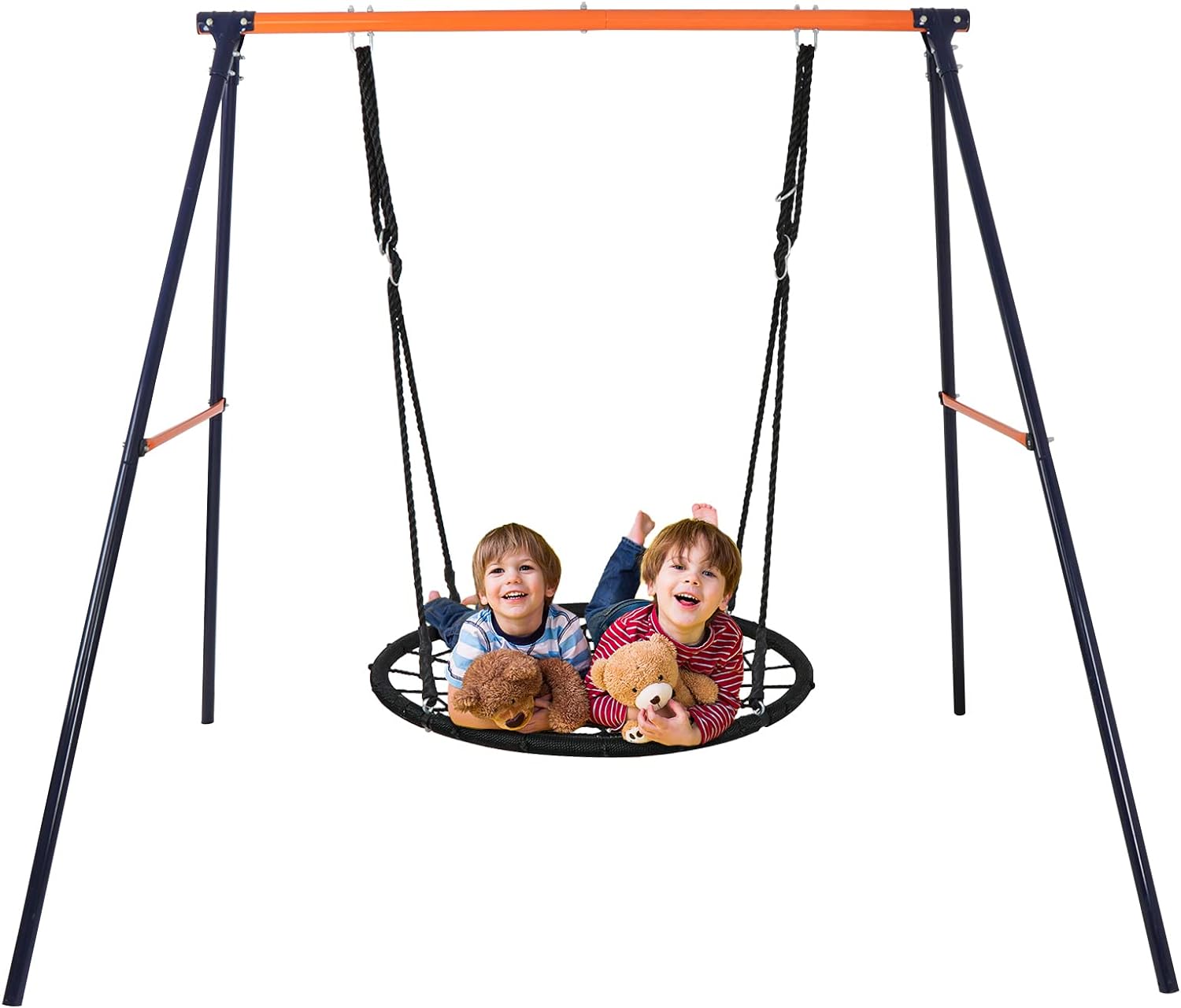 ZENY Kids Web Swing Set - 40 Spider Net Tree Swing and Metal Swing Frame Stand Swing Playset for Backyard Playground Kids Play Fun