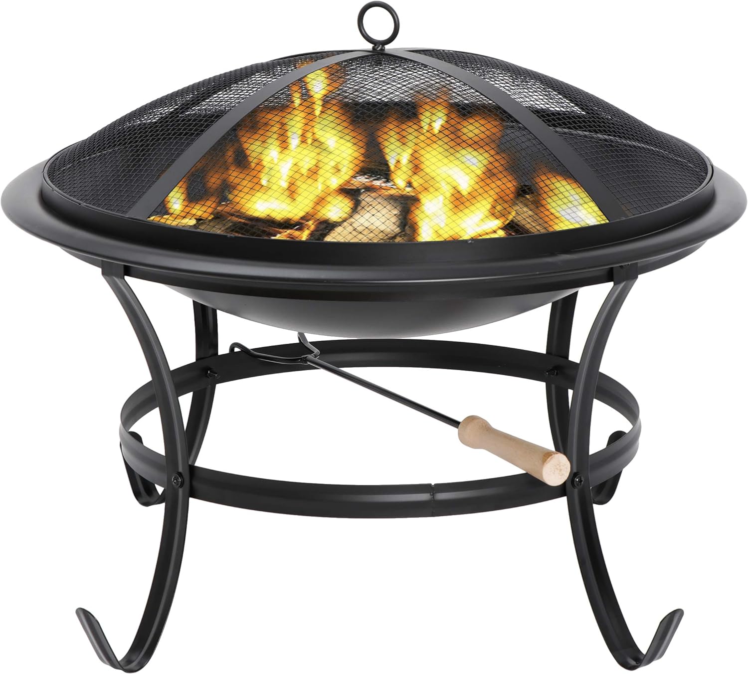 ZENY Fire Pit 22 Outdoor Fire Pits Wood Burning Patio Fire Bowl Firepit with BBQ Grill, Spark Screen and Fire Poker for Backyard Outside Camping Picnic Bonfires