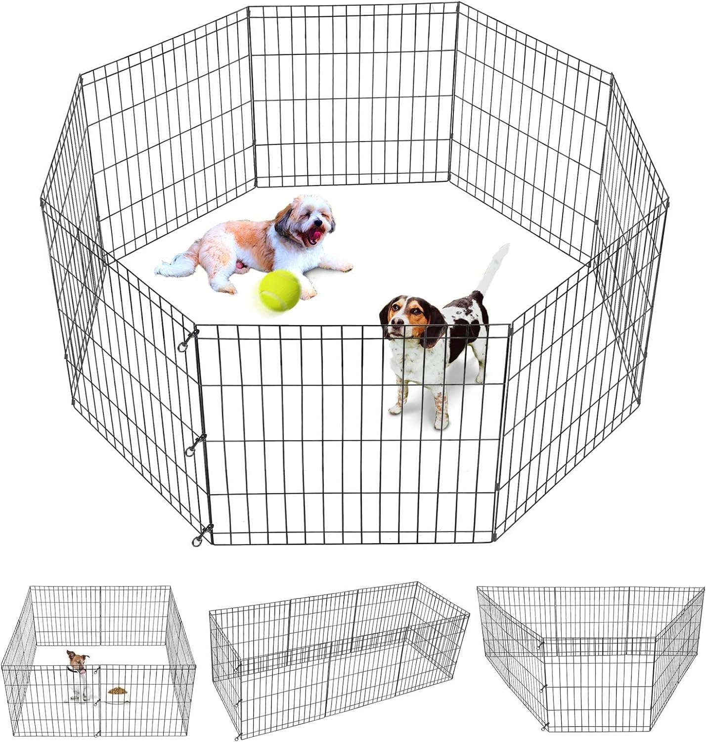 ZENY Puppy Pet Playpen 8 Panel Indoor Outdoor Metal Portable Folding Animal Exercise Dog Fence, 24'' W x 24'' H