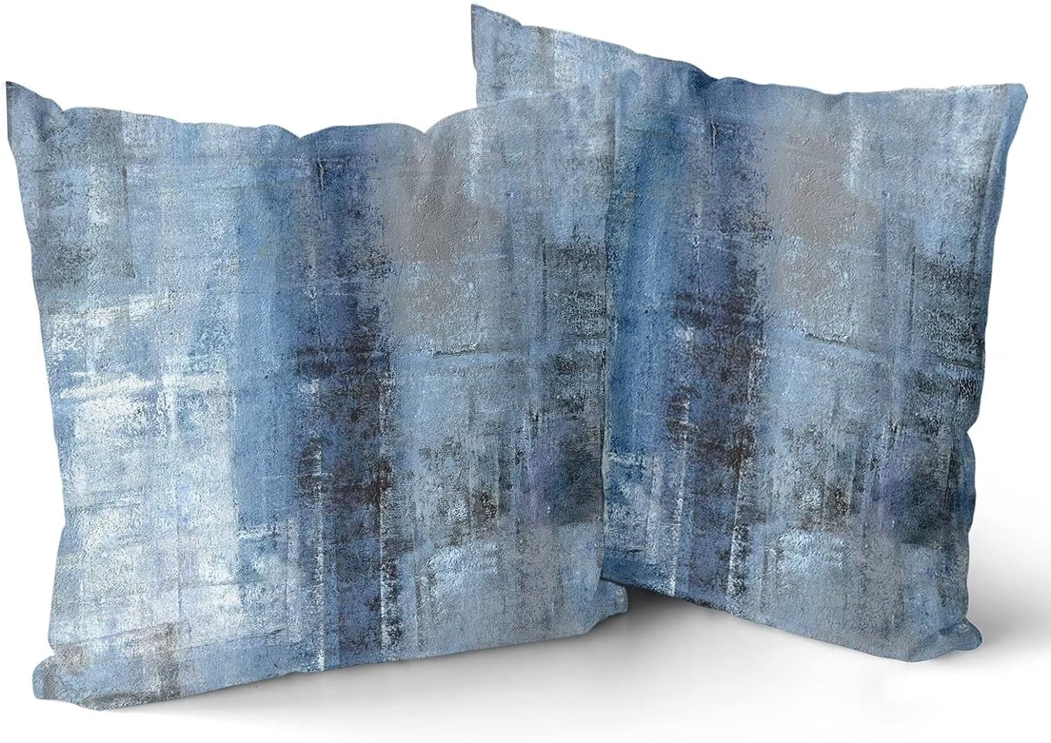 ABSOP Blue Pillow Covers 18x18 Inch Set of 2 Grey Abstract Art Pillowcases Room Decor Modern Painting Throw Pillows Cushion Cover for Sofa Bedroom Indoor Outdoor Decoration