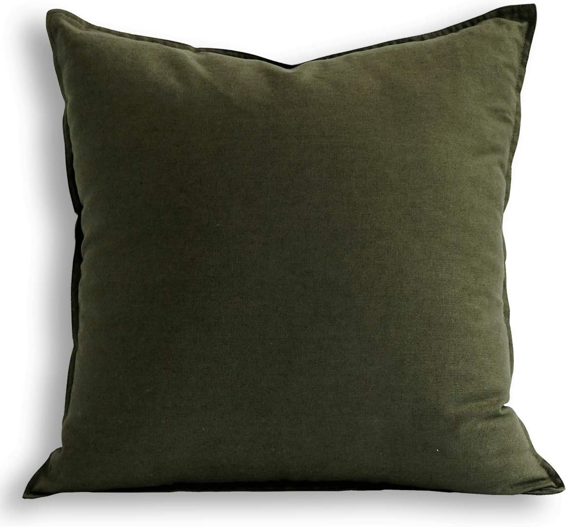 Jeanerlor 20x20 Pillowcase Green Cousion Cover Decor Cotton Linen with Unique Design to Embellish Garden/Office,(50 x 50cm) Olive Green