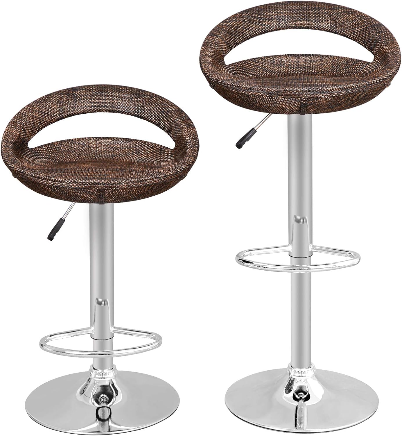 ZENY Set of 2 Adjustable Bar Stools, Pub Swivel Barstool Chairs with Back, Pub Kitchen Counter Height Modern Patio Barstool