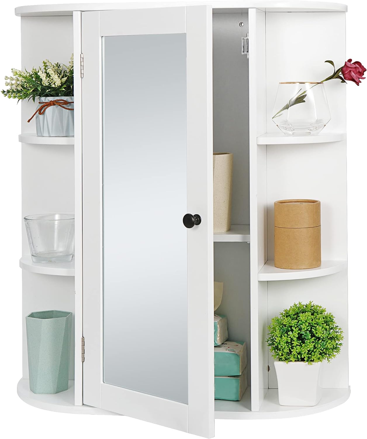 ZENY Bathroom Cabinet with Mirror Wall Mount Medicine Cabinet with 2 Tier Inner Adjustable Shelves Wooden Storage Cabinets Organizer