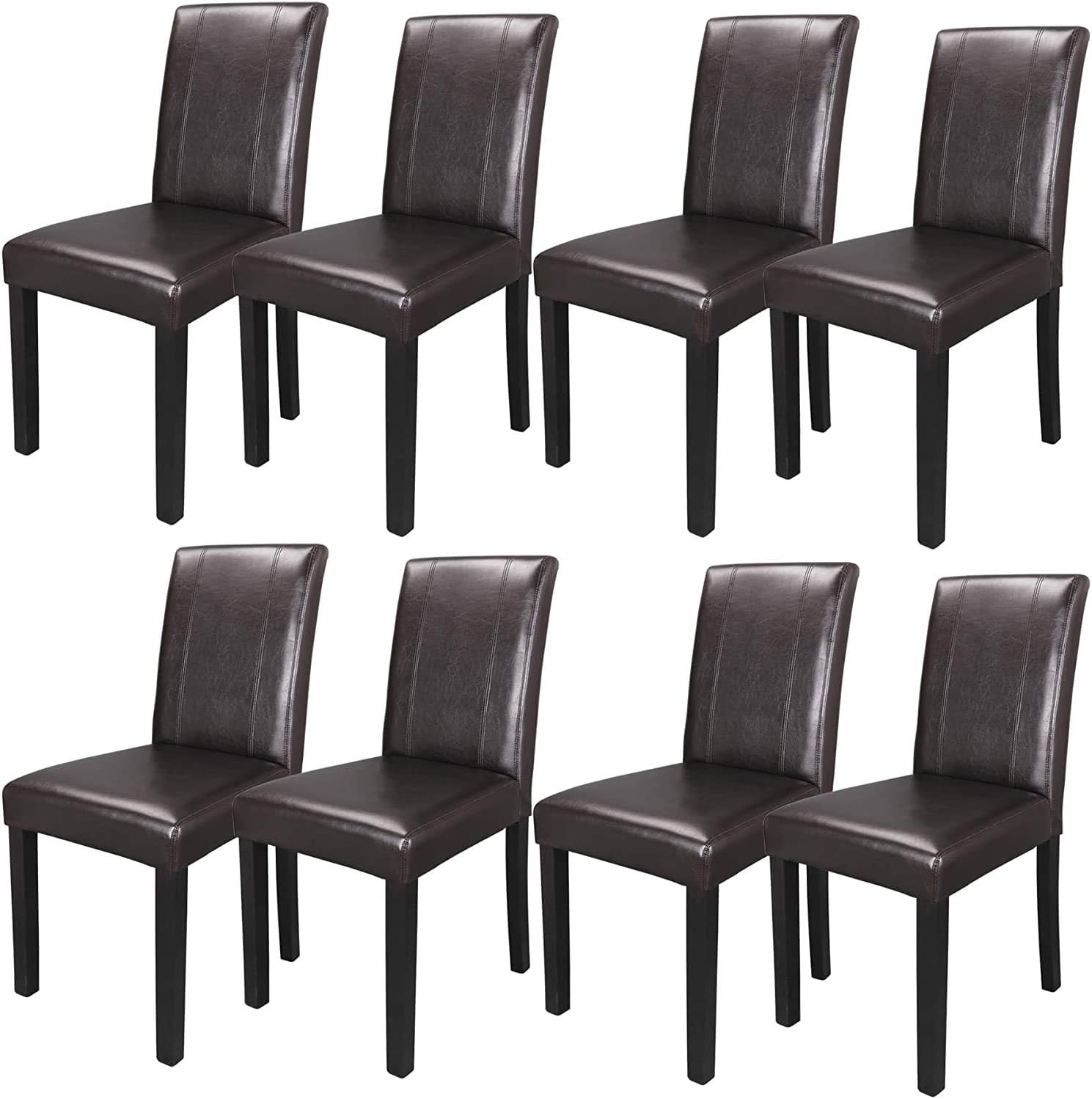 ZENY Dining Chair Set of 8, PU Leather Chairs Modern Diner Chairs Armless Side Chair with Solid Wood Legs for Home Kitchen Living Room