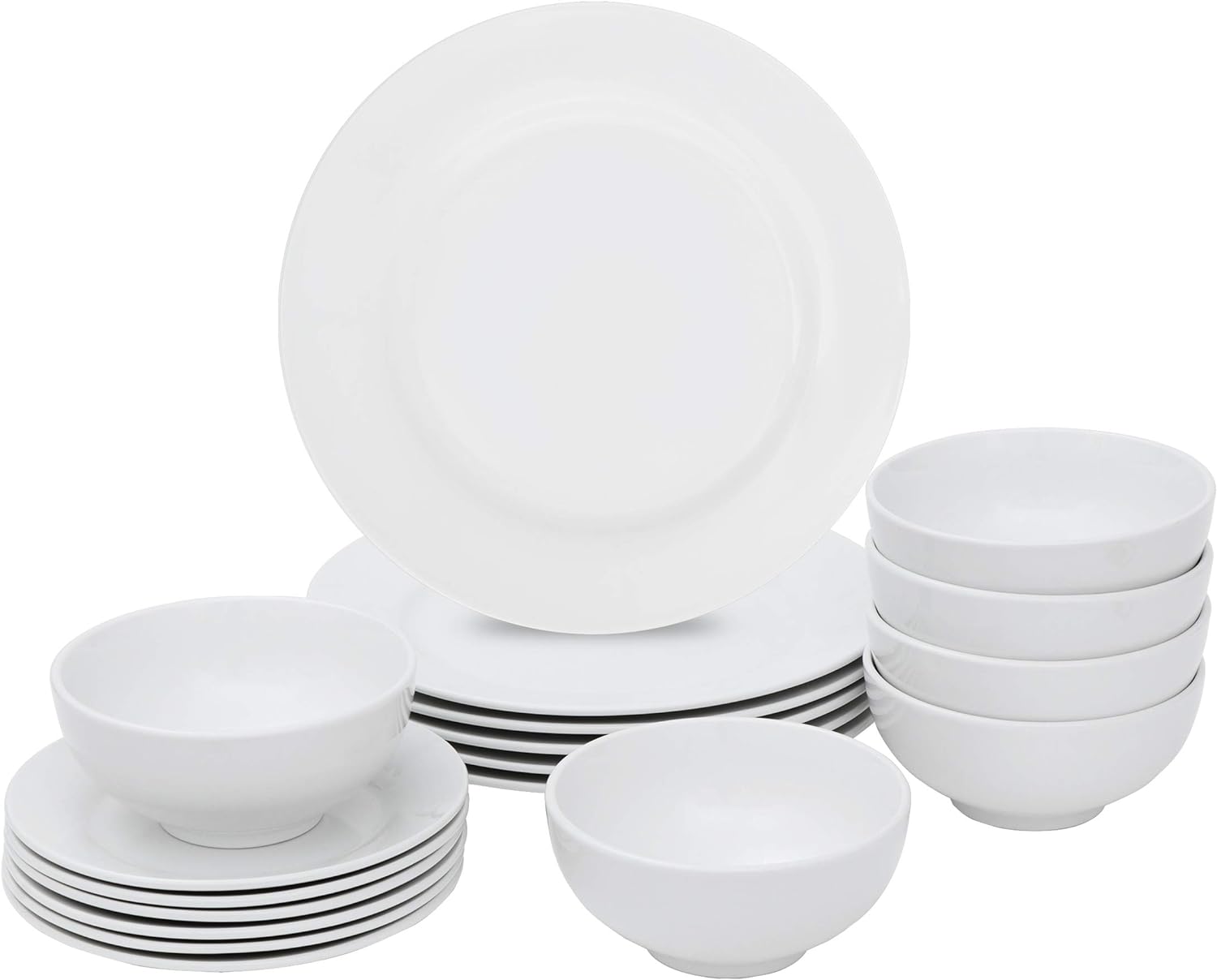 ZENY 18-Piece White Dinnerware Set, Service for 6, Dishwasher and Microwave Safe