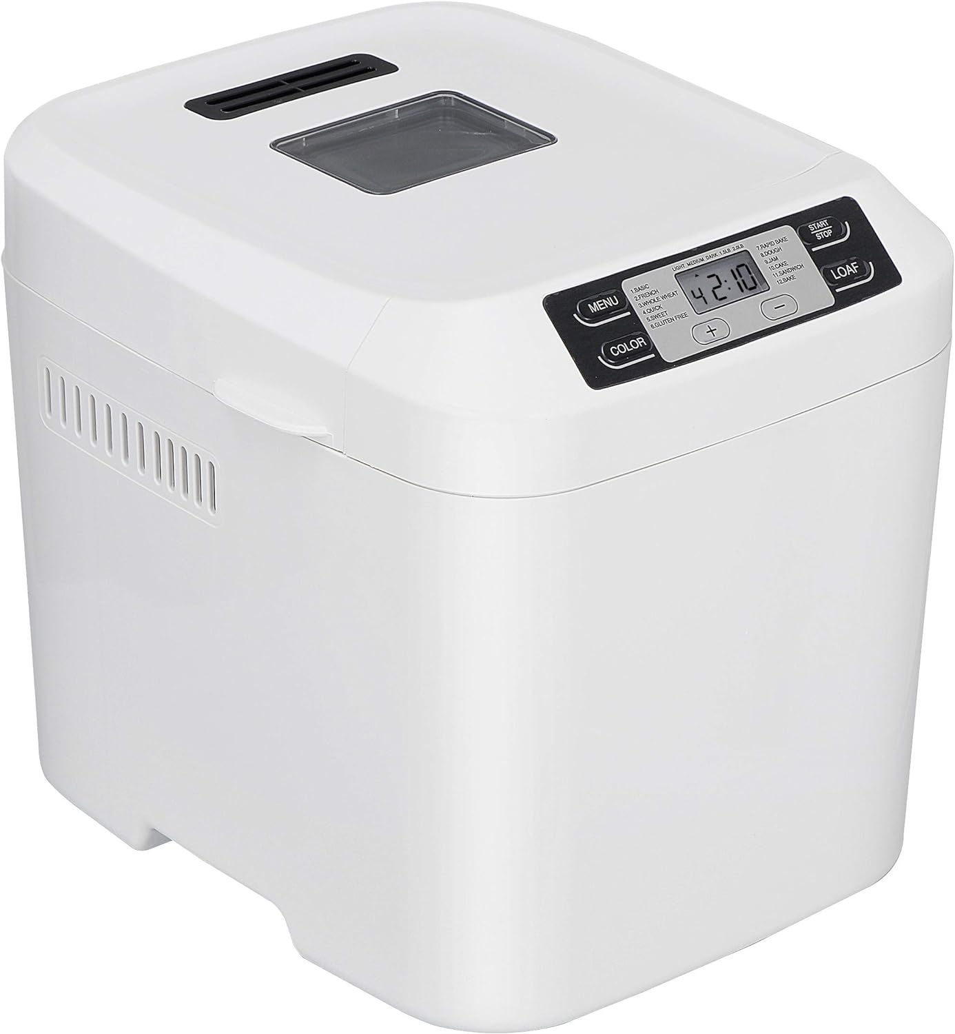 ZENY Bread Maker Machine 2 Lb Capacity Digital, Programmable 12 Settings, Dishwasher Safe Pan, White