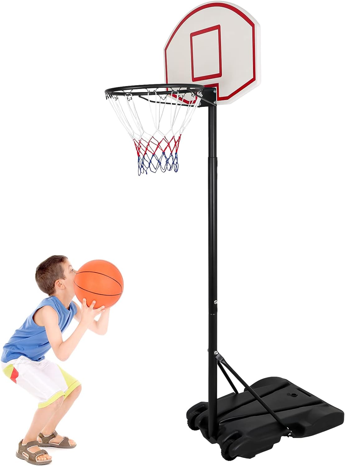 ZENY Portable Basketball Hoop Indoor Outdoor, Kids Basketball Goal with Backboard and Stand, Height Adjustable 5.4ft - 7ft, Fillable Base