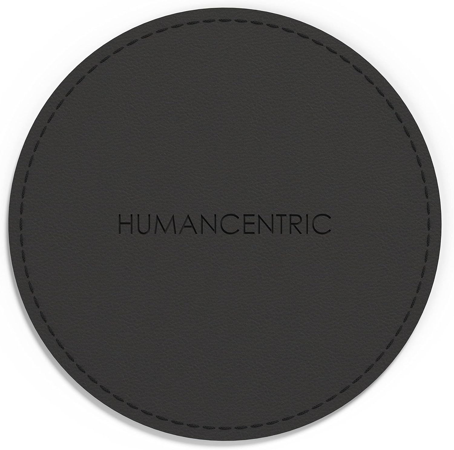 HumanCentric Black Leather Coasters - Four Pack Premium Ultra Thin PU Leather Drink Coasters, Desk Coasters, Easy Clean and Care