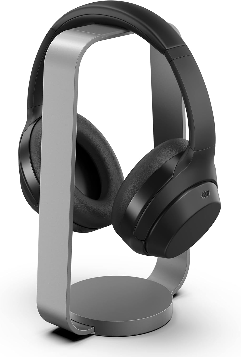 HumanCentric Headphone Stand Headset Holder in Space Gray, Weighted Aluminum Headphone Holder, Desk Headphone Hanger Displays and Holds Headsets, Works with Most Headphone Brands and Sizes