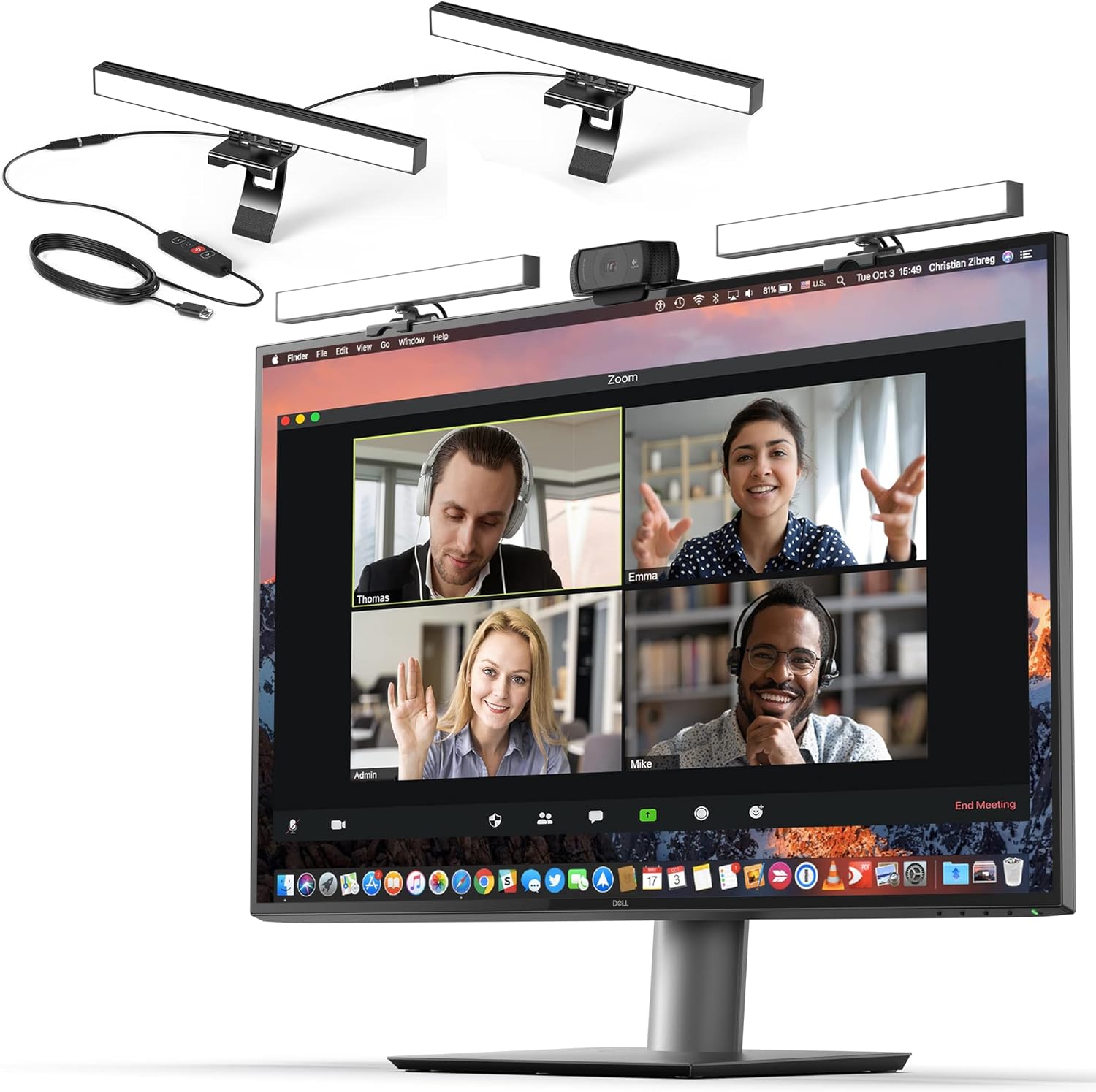 HumanCentric Video Conference Lighting - Webcam Light for Streaming, LED Monitor and Laptop Light for Video Conferencing, Zoom Lighting for Computer, Replaces Ring Light for Zoom Meetings, Double Kit