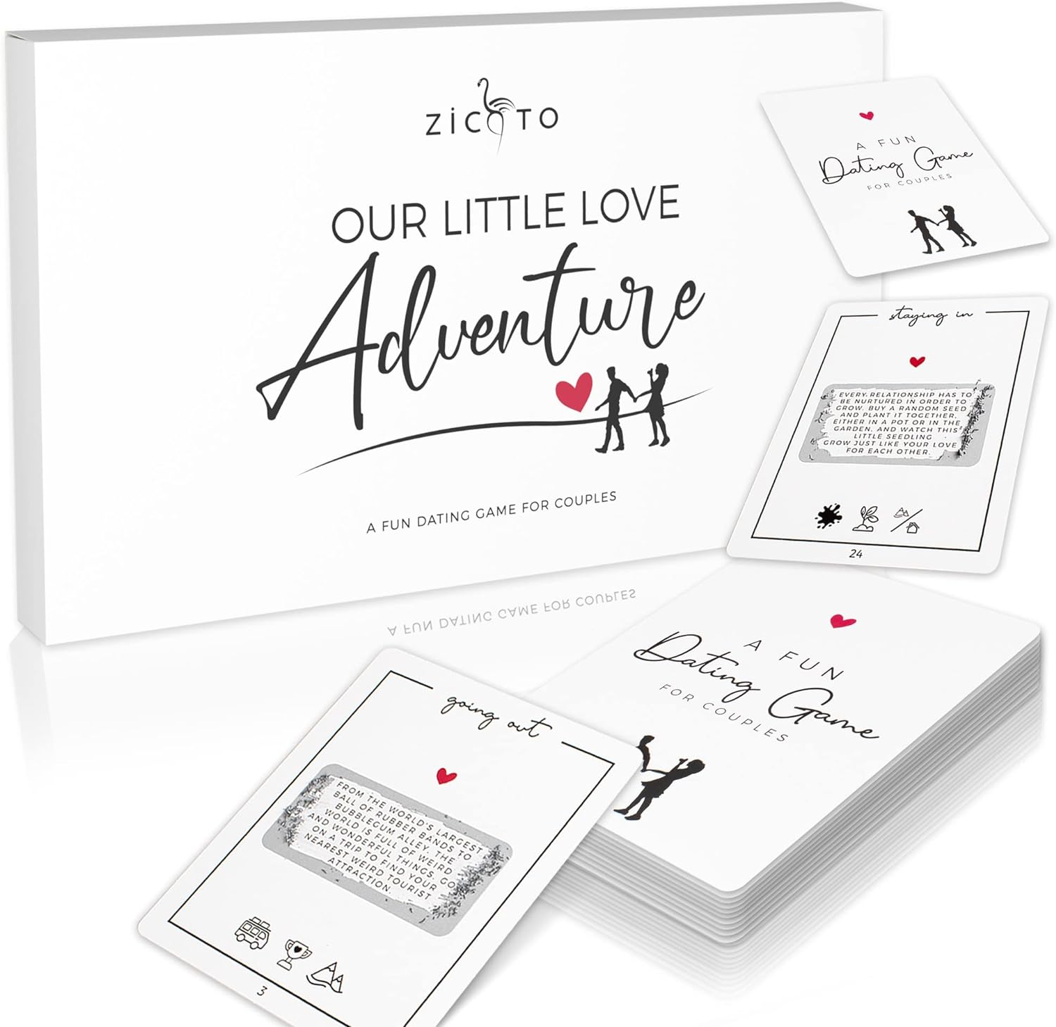 ZICOTO 40 Fun Scratch Off Date Ideas for Couples - Perfect Date Night Cards Game for Girlfriend, Boyfriend, Wife, Husband, Her/Him - Unique Couple Gift Ideas for Valentines Day, Date Nights, Weddings