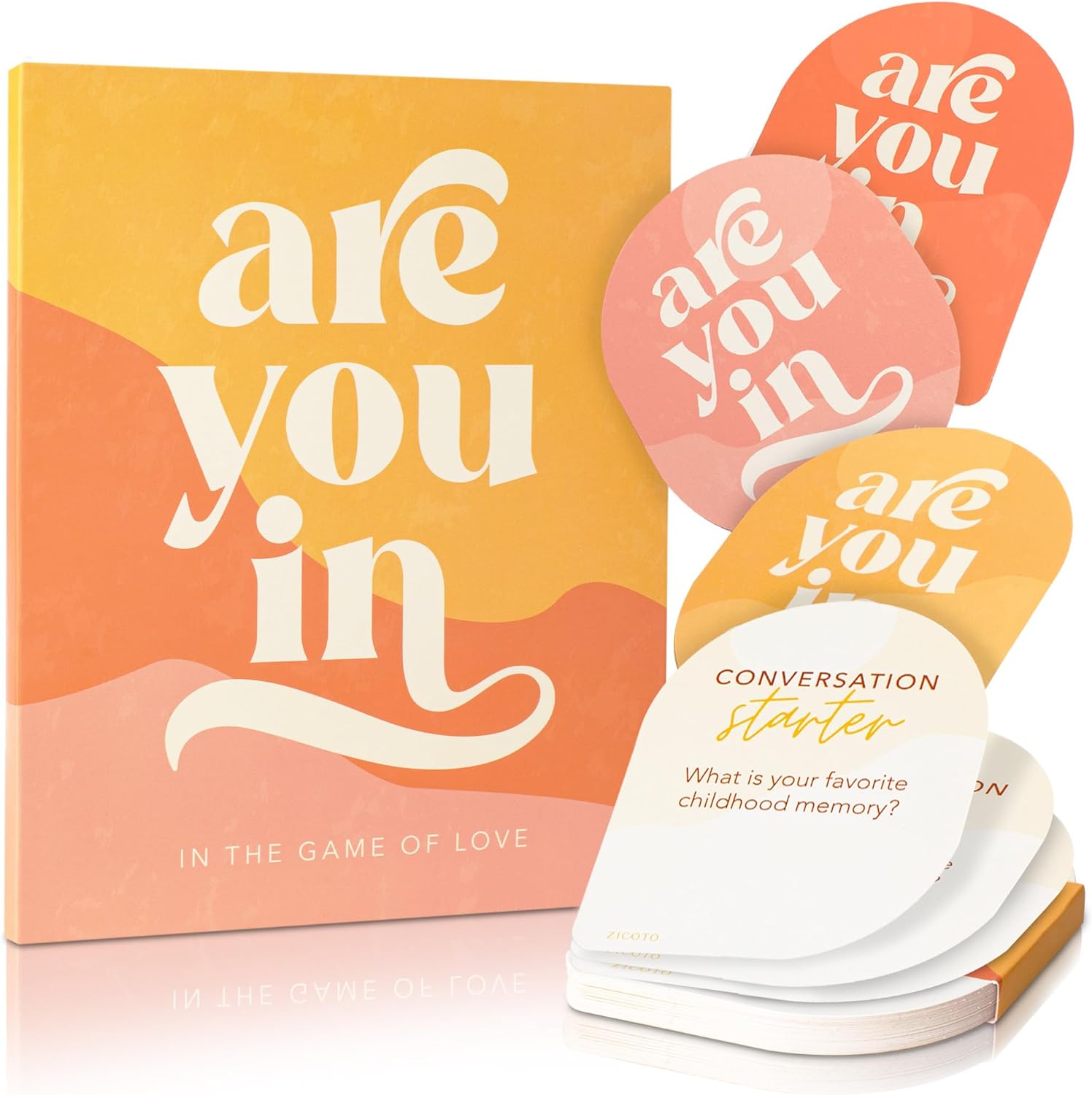 ZICOTO 100 Date Ideas and Couples Game Cards - Set of 3 Unique Games for Your Girlfriend, Boyfriend, Wife/Husband, Her/Him as a Gift for Christmas - 25x Date Night Cards, 50x Conversation Starters