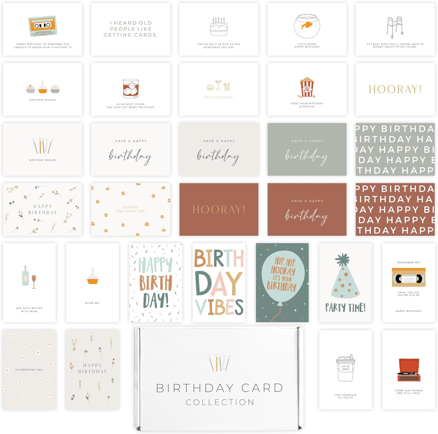 Beautiful Birthday Cards Set of 60 with Envelopes & Stickers - Tasteful Assorted Happy Birthday Cards Bulk For Women & Men - The Perfect Funny Card Pack To Write Thoughtful Personal Greetings to Your