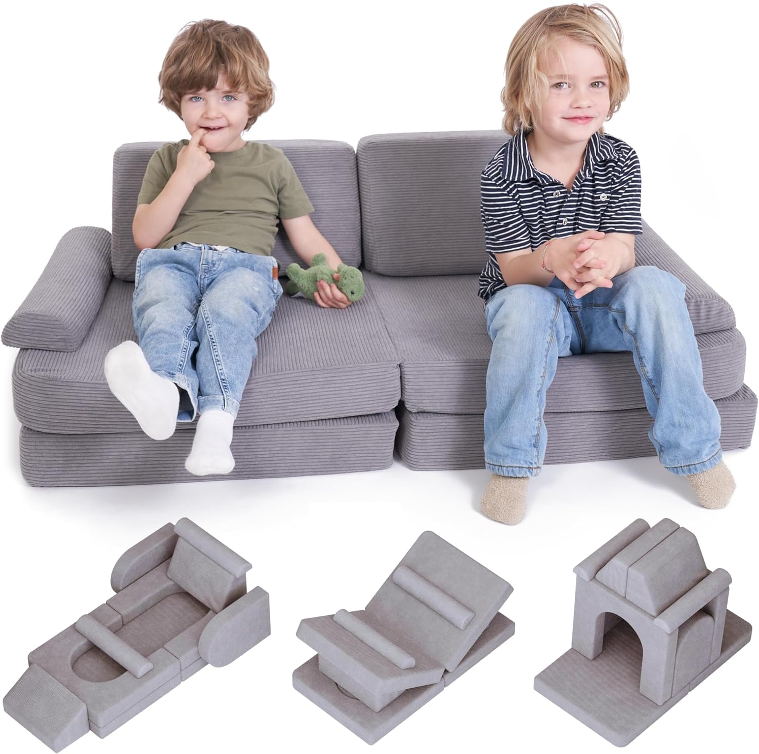 The Ultimate Modular Kids Play Couch - The Perfect Toddler Sofa For Hours of Fun Play Time Or Just Comfy Lounging - Boost Creativity And Easily Build Magical Forts And More In Your Playroom/Nursery