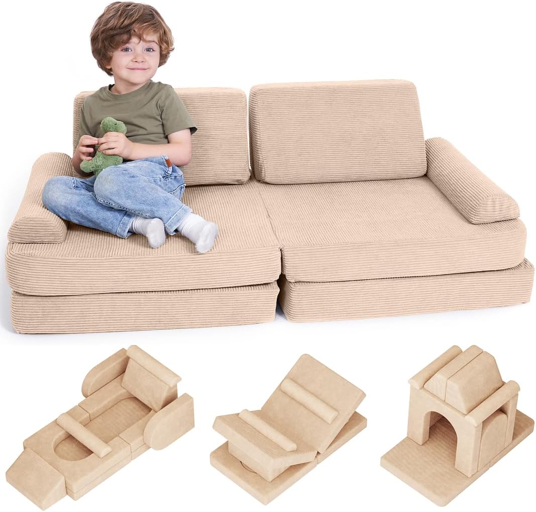 The Ultimate Modular Kids Play Couch - The Perfect Toddler Sofa For Hours of Fun Play Time Or Just Comfy Lounging - Boost Creativity And Easily Build Magical Forts And More In Your Playroom/Nursery