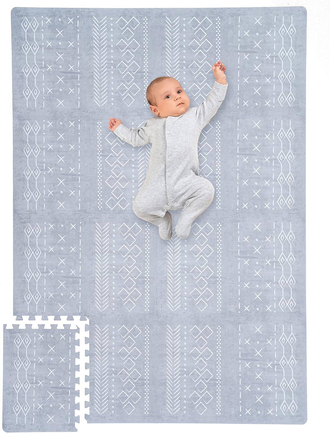 Stylish Baby Play Mat - Soft, Easy to Clean 5.6 x 4 ft. Floor Mat Creates A Safe Play Area for Your Baby Boy or Girl - The Perfect Modern Foam Playmat Fits Nicely with Your Kids Playroom Or Home Decor