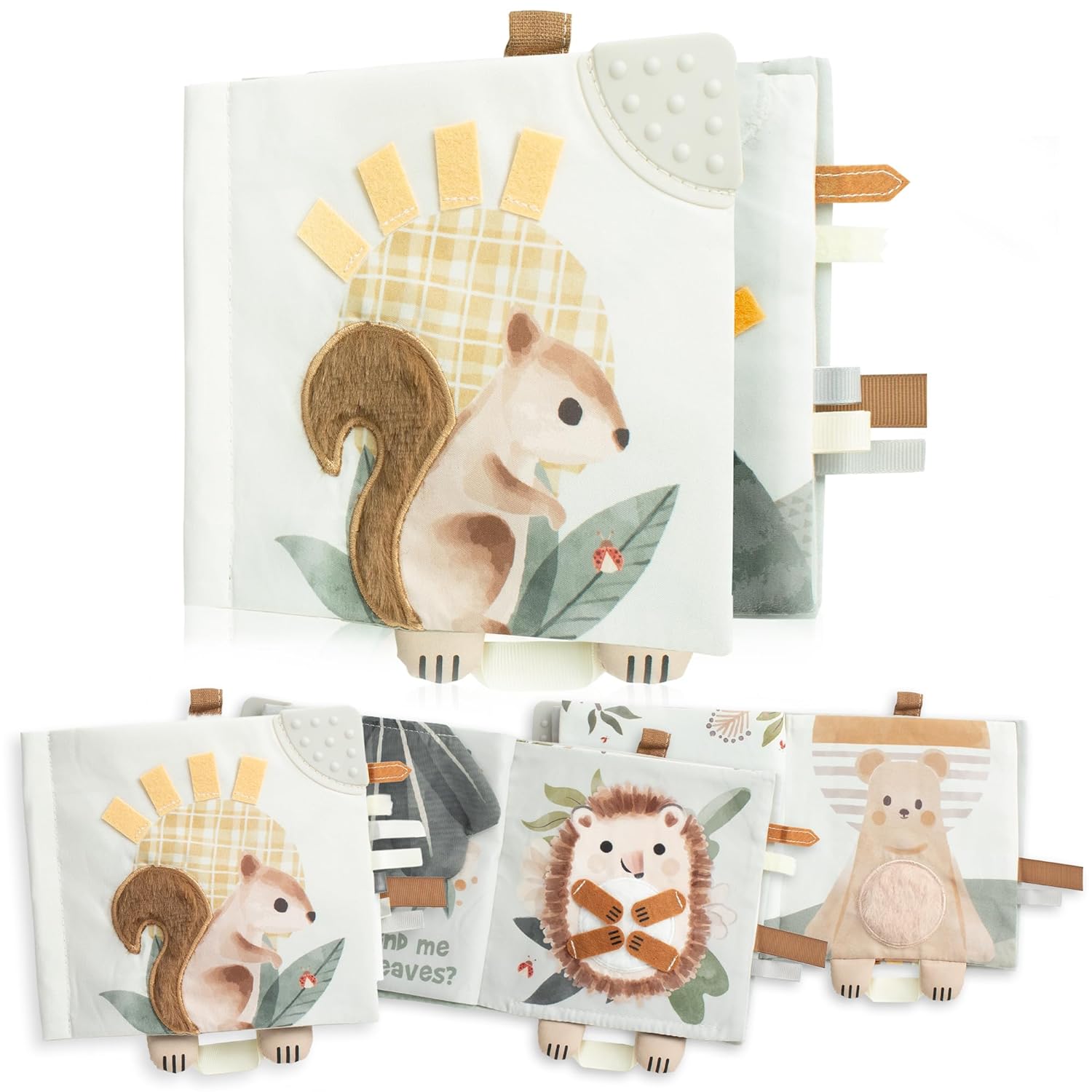 ZICOTO Soft Baby Book with Touch and Feel Pages - Cute Sensory Book for Babies 0-6 Months with Textured Animals, Mirror & Crinkle Paper - Fun Toy and Newborn/Infant Gift