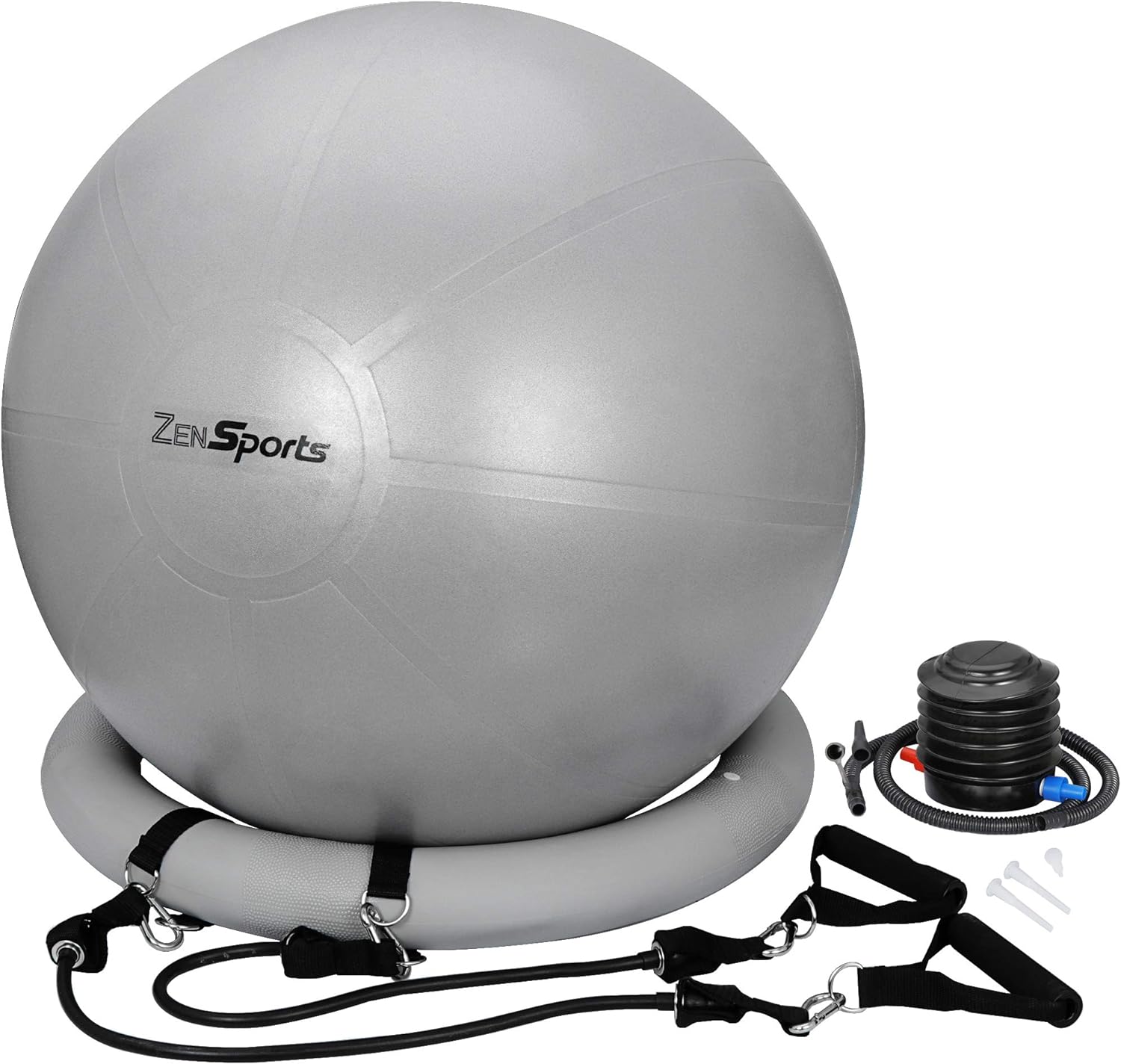 ZENY Exercise Ball Chair Yoga Ball Fitness Pilates Ball with Stability Base & Resistance Bands for Home Office Desk, Balance Ball Pregnancy Balll with Pump