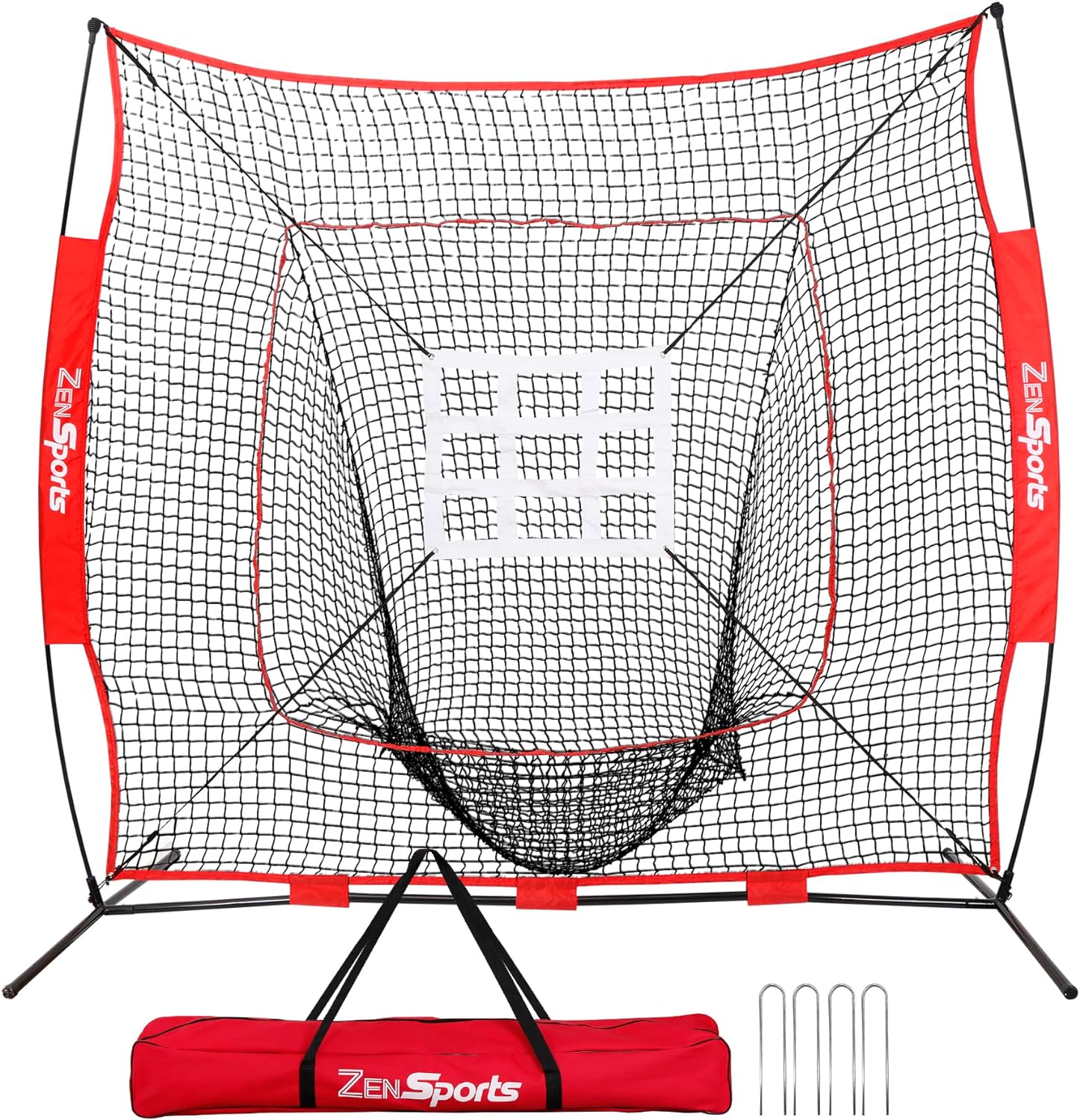 ZENY 7'7' Baseball Softball Practice Net for Hiting and Pitching Batting Fielding, Baseball Cataching Net with Strike Zone Target