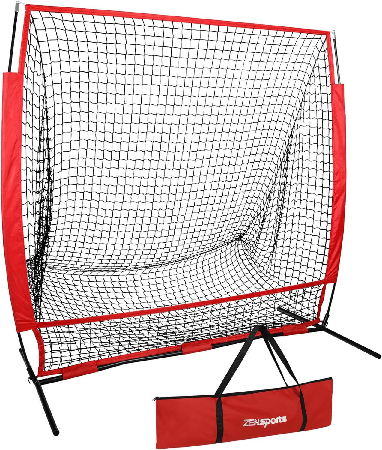 ZENY 5x5ft Portable Baseball & Softball Net, Practice Hitting and Pitching Net with Bow Frame, Carry Bag, Baseball Backstop Screen Equipment, Great for Kids, Adutls