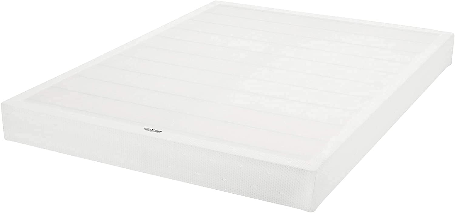 Amazon Basics Smart Box Spring Bed Base, 5 Inch Mattress Foundation, Tool-Free Easy Assembly, Full, White