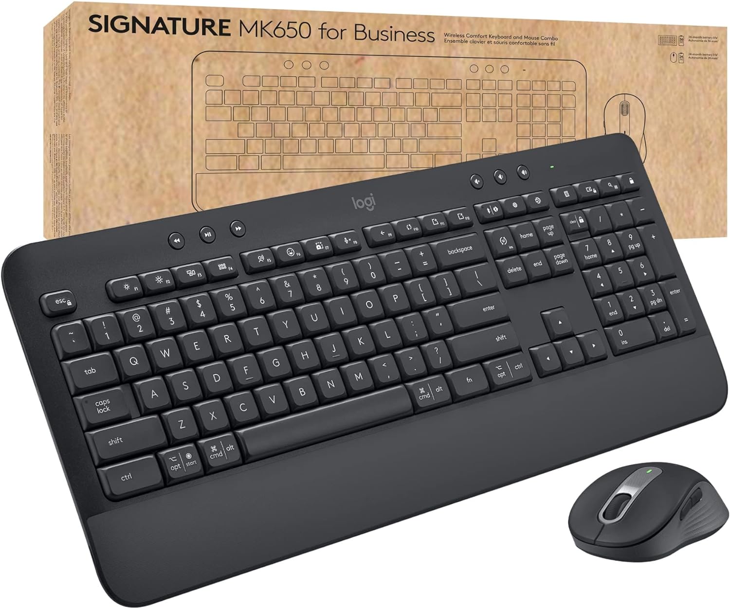 Logitech Signature MK650 Combo for Business, Wireless Mouse and Keyboard, Logi Bolt, Bluetooth, SmartWheel, Globally Certified, Windows/Mac/Chrome/Linux - Graphite