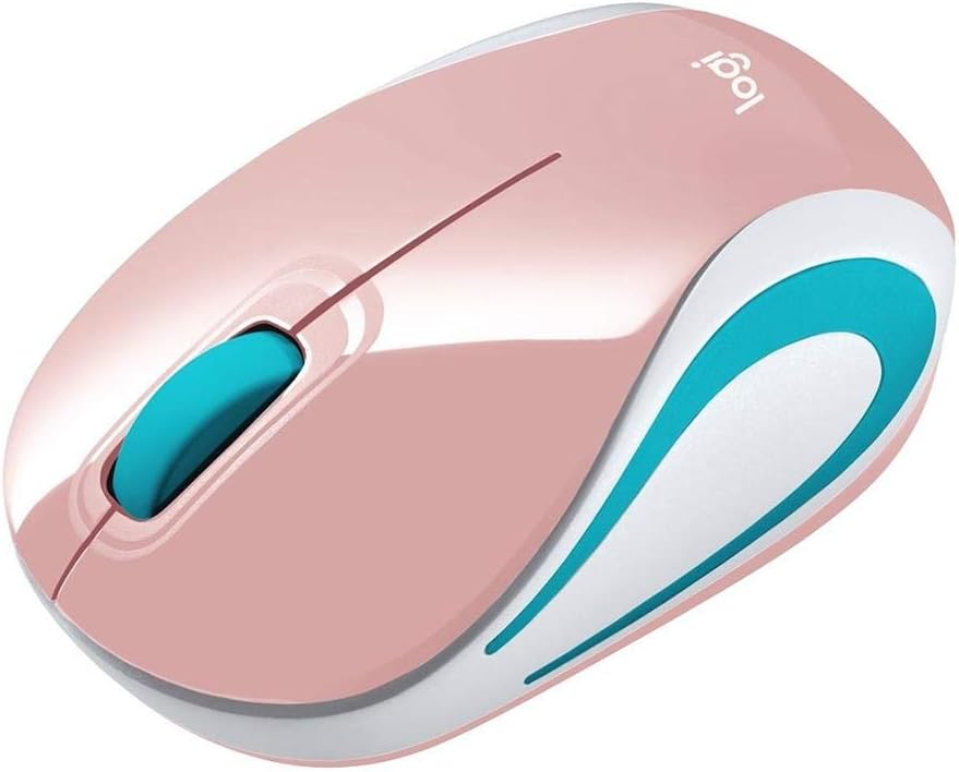 Logitech Wireless Mini Mouse M187 Ultra Portable, 1000 DPI Optical Tracking, 3-Buttons, PC/Mac/Laptop - Blossom