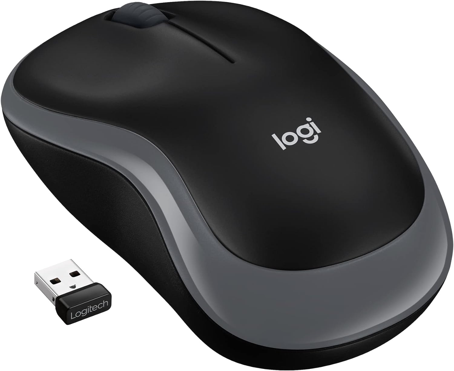 Logitech M185 Wireless Mouse, 2.4GHz with USB Mini Receiver, 12-Month Battery Life, 1000 DPI Optical Tracking, Ambidextrous PC/Mac/Laptop - Swift Gray