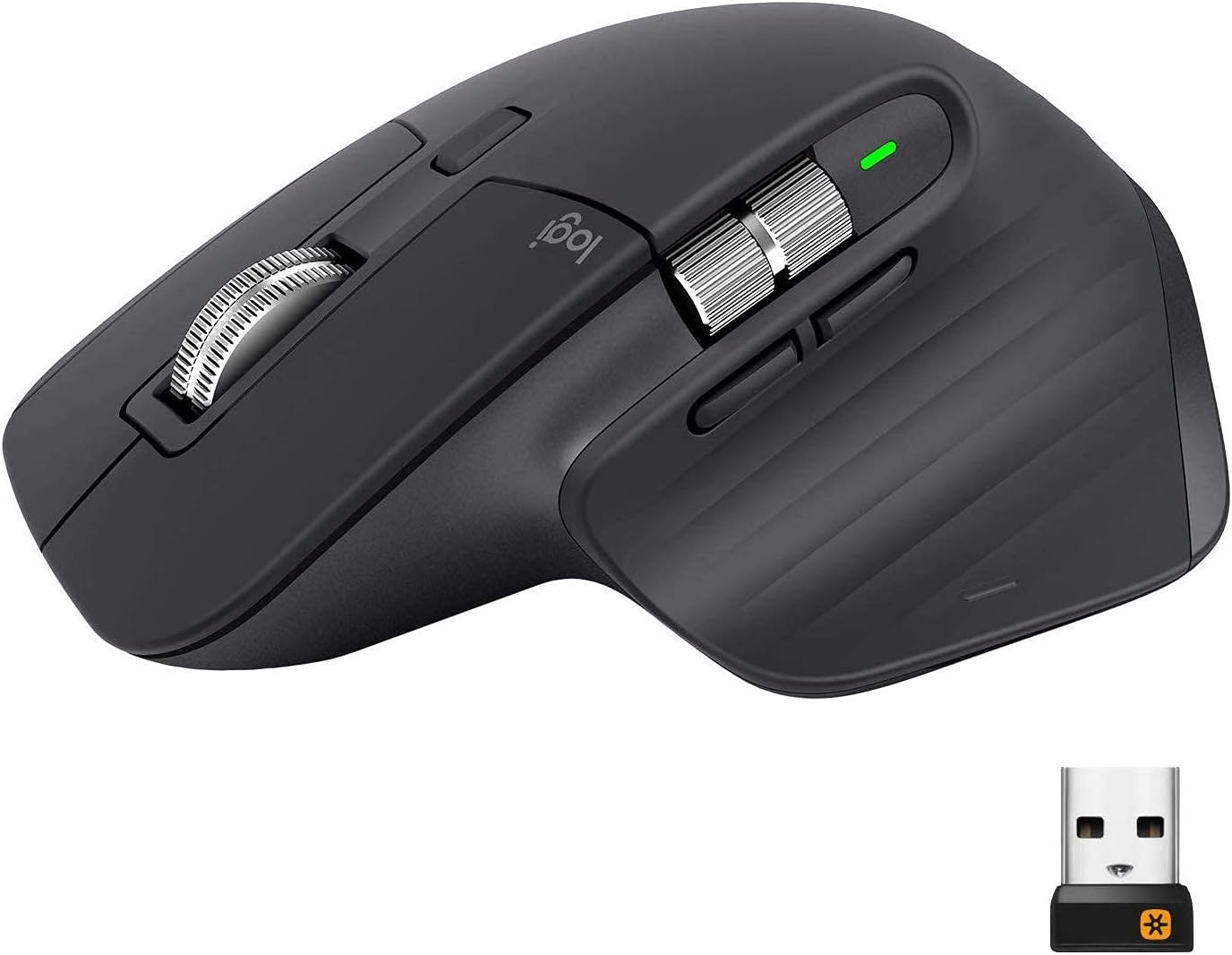 Logitech MX Master 3 Advanced Wireless Mouse, Ultrafast Scrolling, Ergonomic, 4000 DPI, Customization, USB-C, Bluetooth, USB, Apple Mac, Microsoft PC Windows, Linux, iPad - Graphite