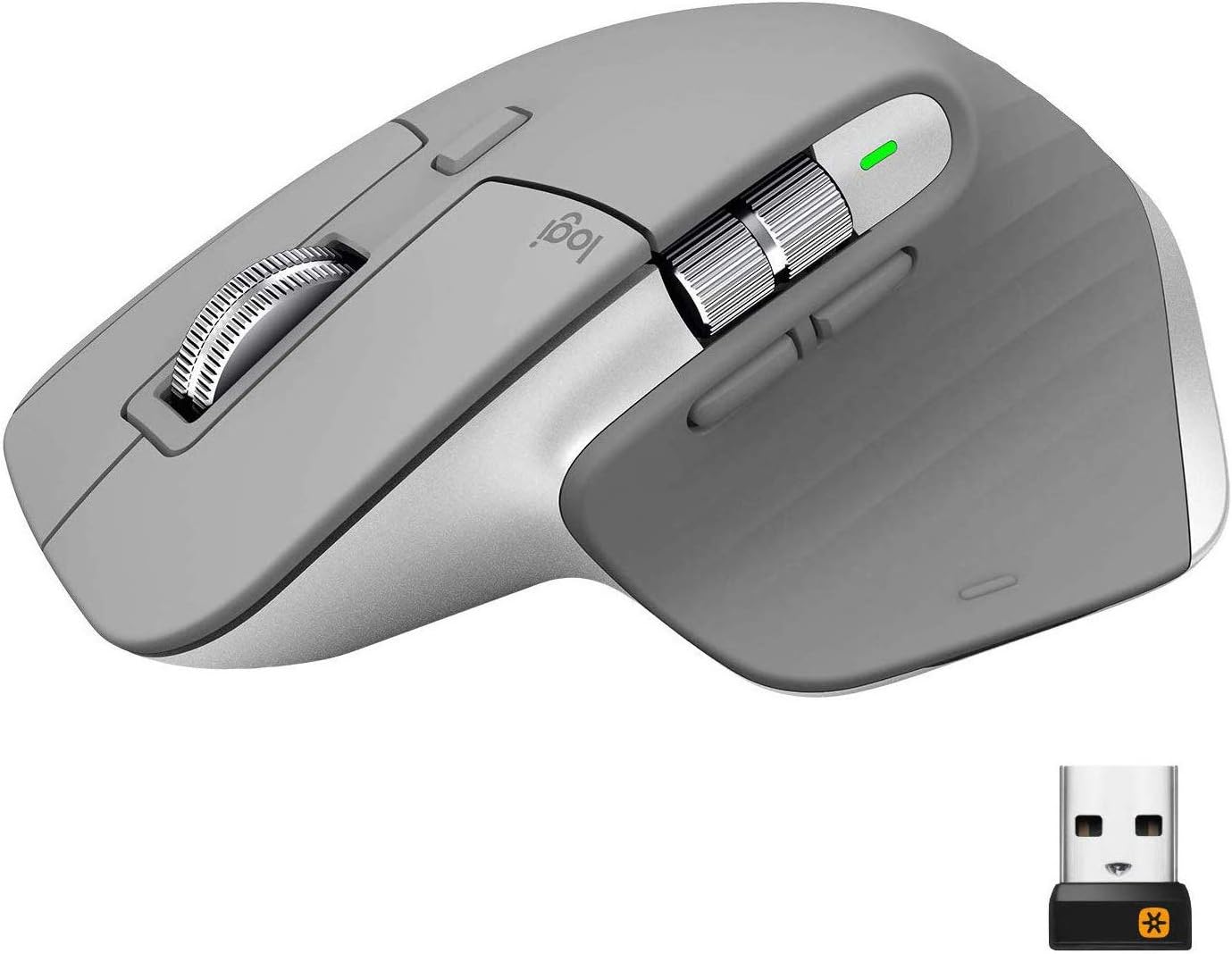 Logitech MX Master 3 Advanced Wireless Mouse, Ultrafast Scrolling, Ergonomic, 4000 DPI, Customization, USB-C, Bluetooth, USB, Apple Mac, Microsoft PC Windows, Linux, iPad - Mid Grey